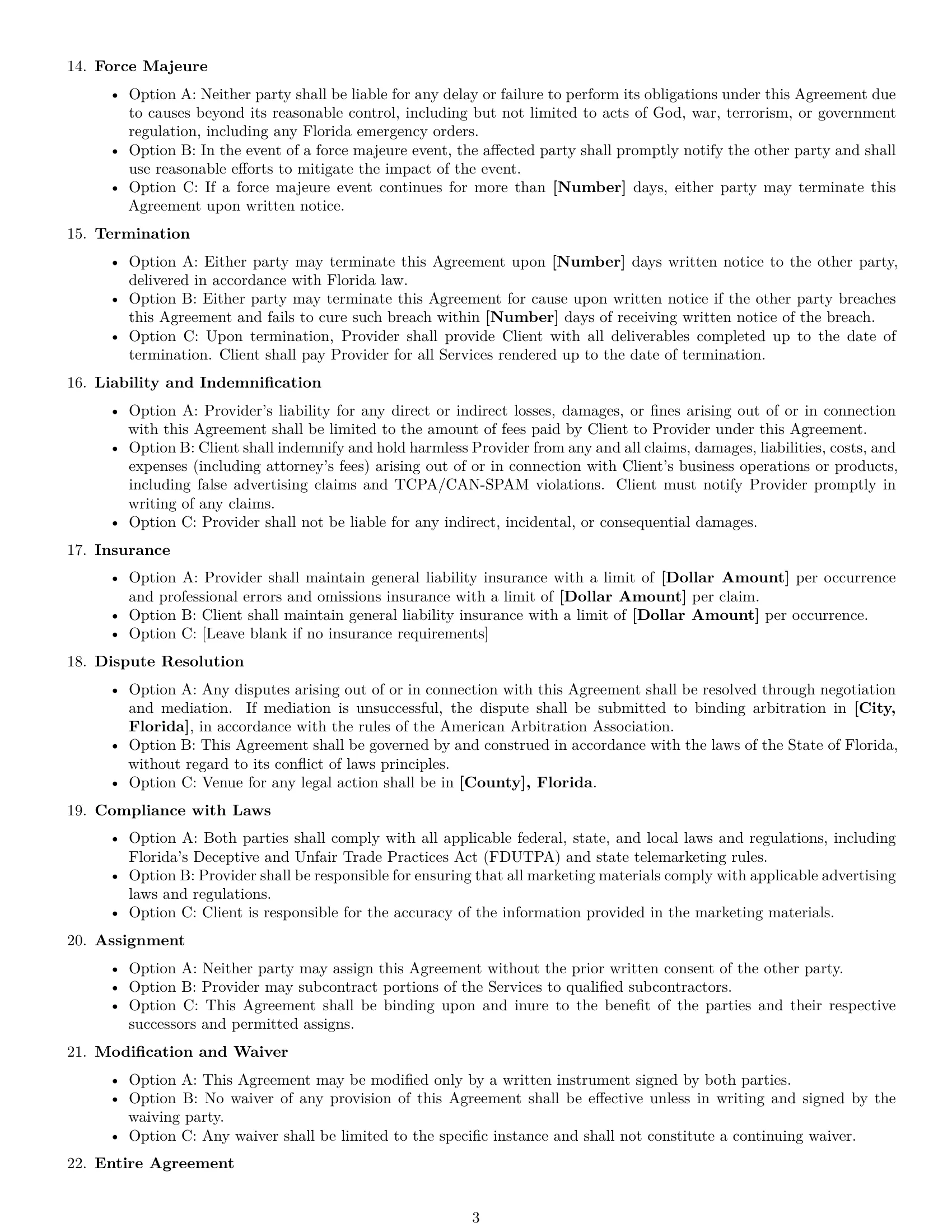 Preview page 3 of Free Florida marketing service contract template