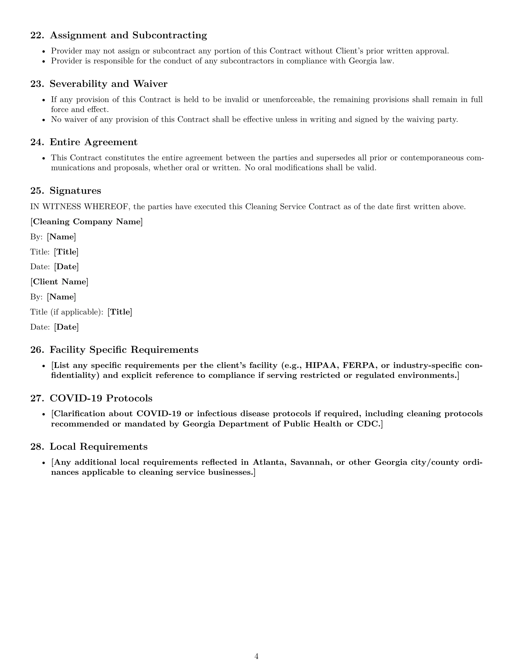 Preview page 4 of Free Georgia cleaning service contract template