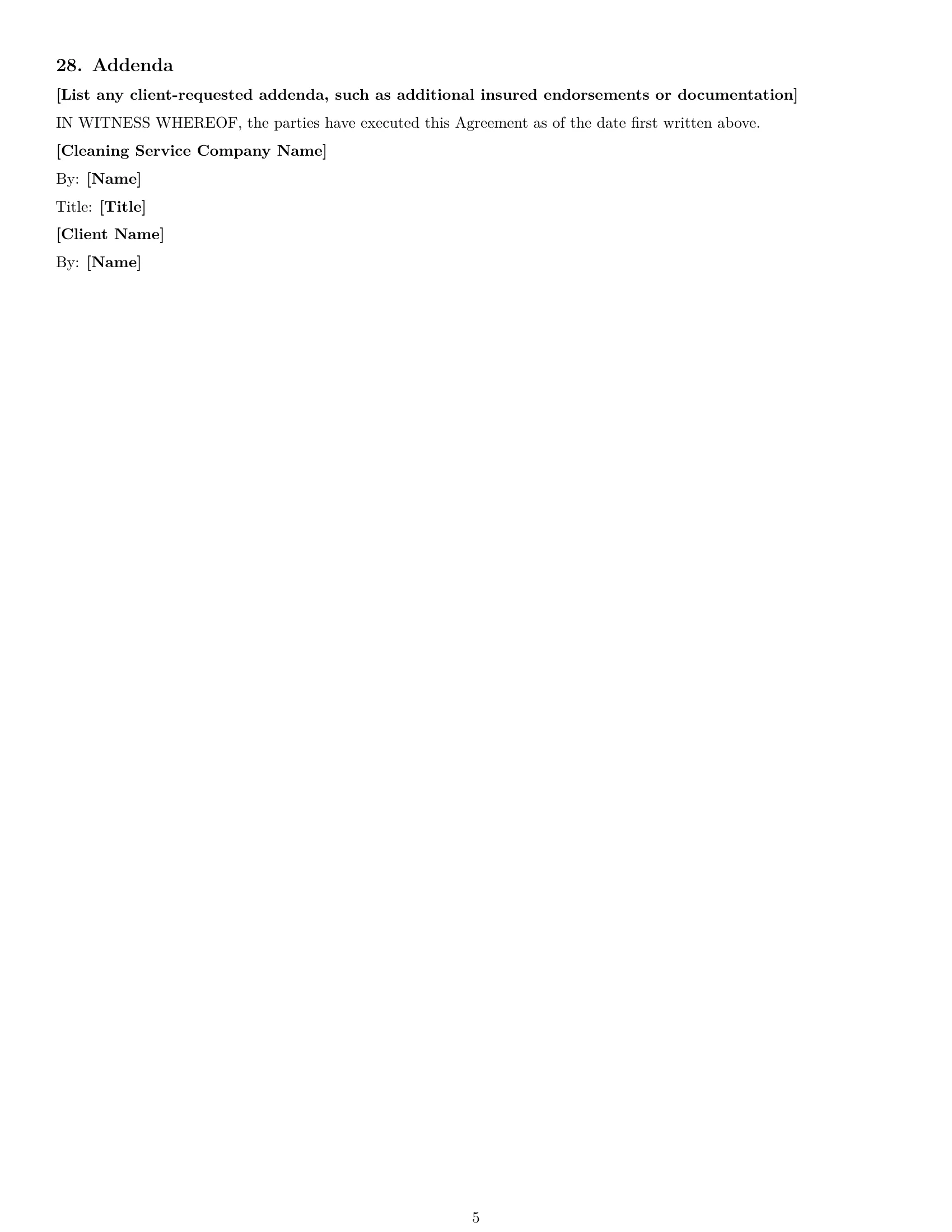 Preview page 5 of Free Illinois cleaning service contract template