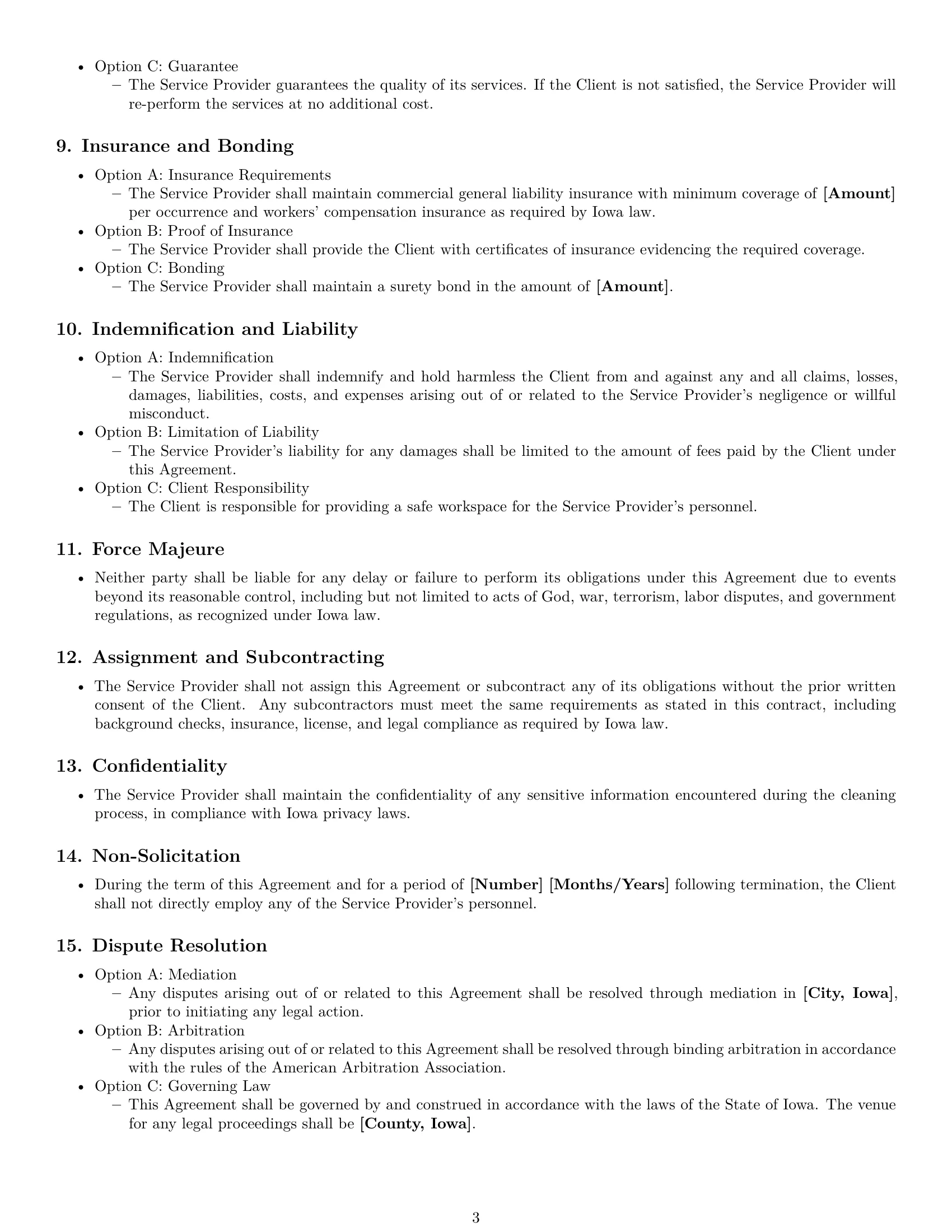Preview page 3 of Free Iowa cleaning service contract template