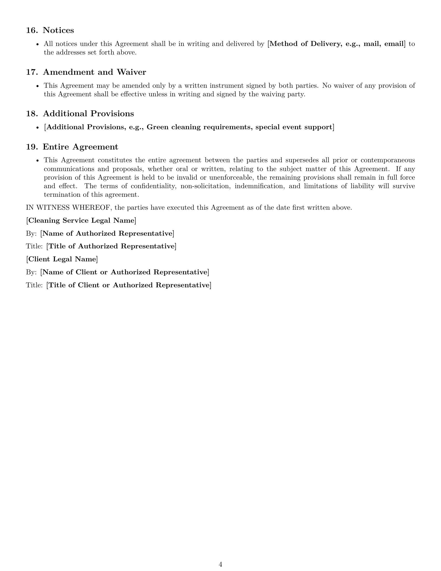 Preview page 4 of Free Iowa cleaning service contract template