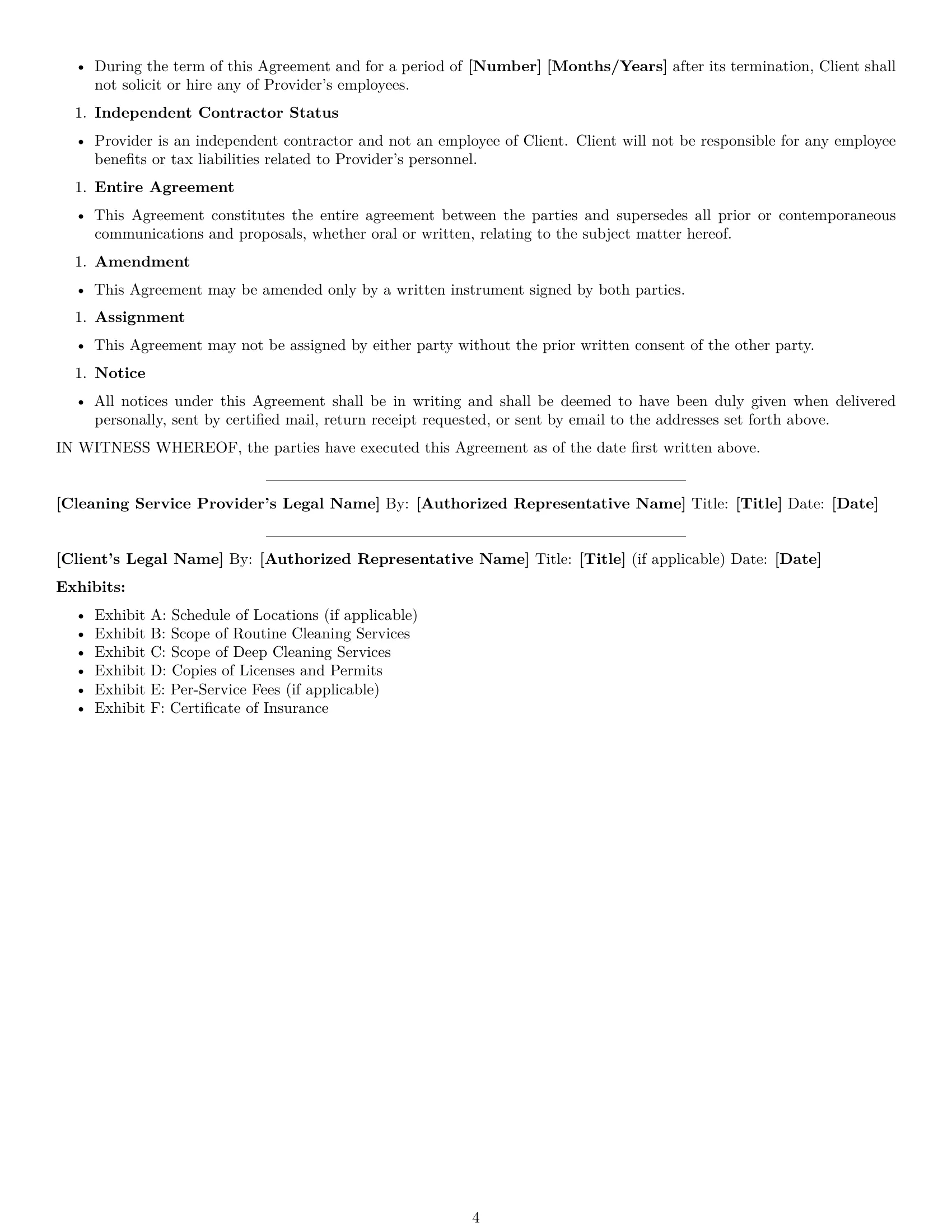 Preview page 4 of Free Louisiana cleaning service contract template