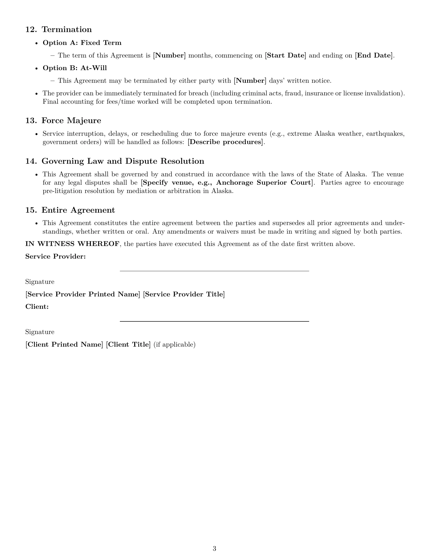 Preview page 3 of Free Alaska cleaning service contract template