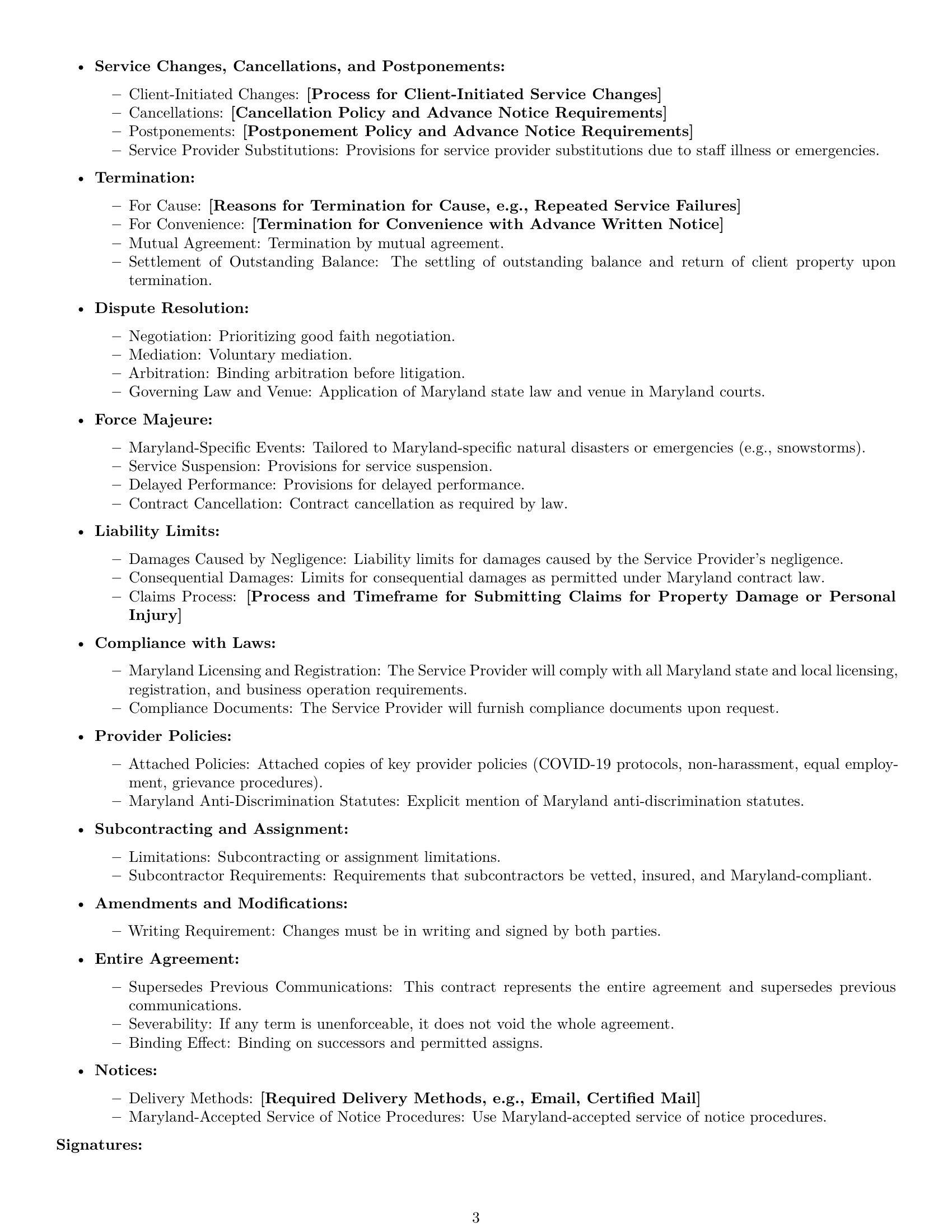 Preview page 3 of Free Maryland cleaning service contract template