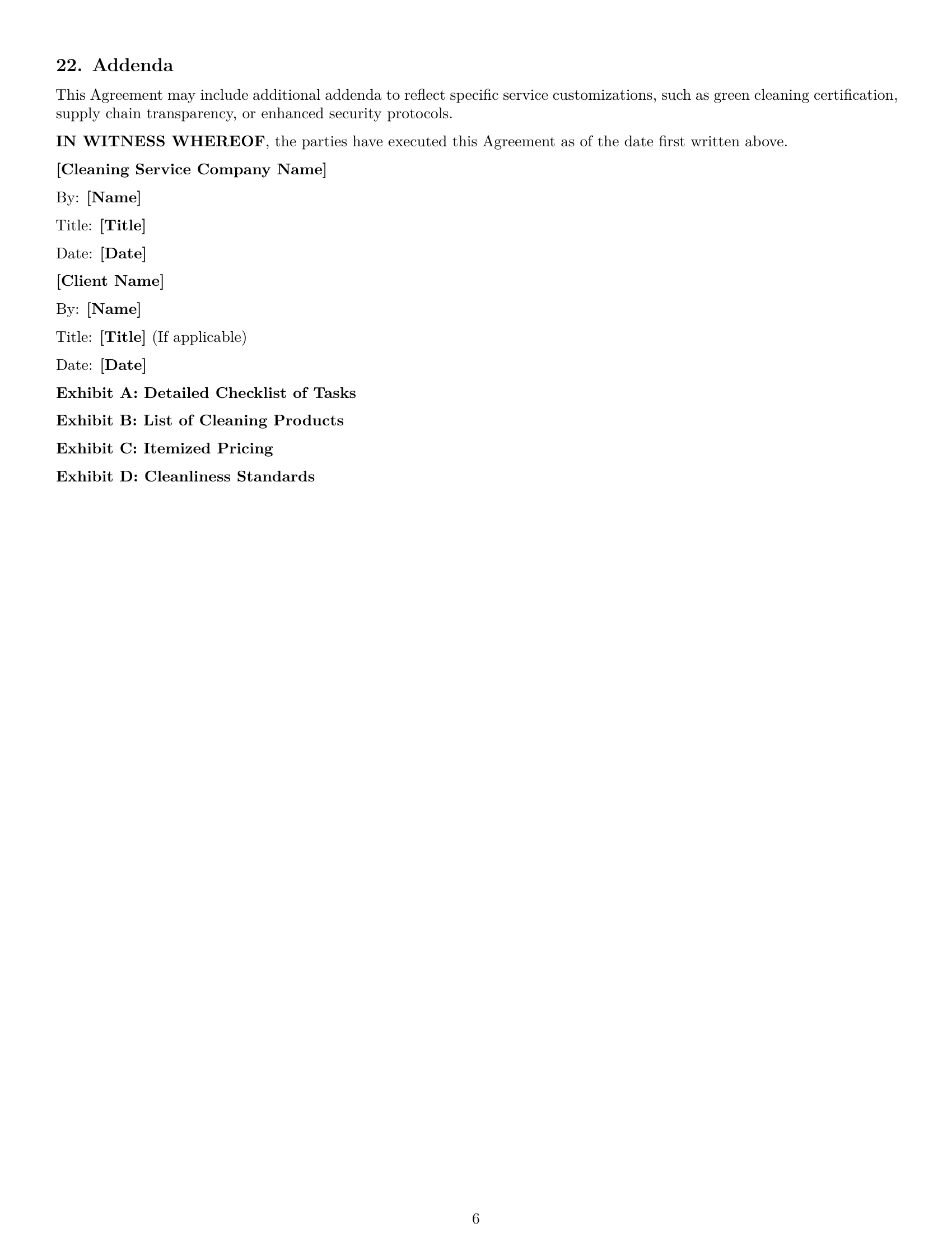 Preview page 6 of Free Nevada cleaning service contract template