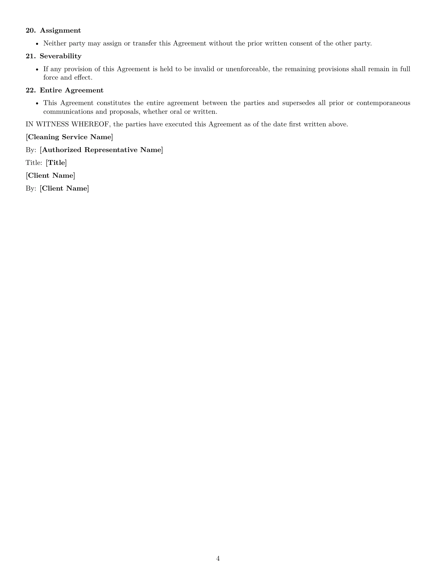 Preview page 4 of Free New York cleaning service contract template