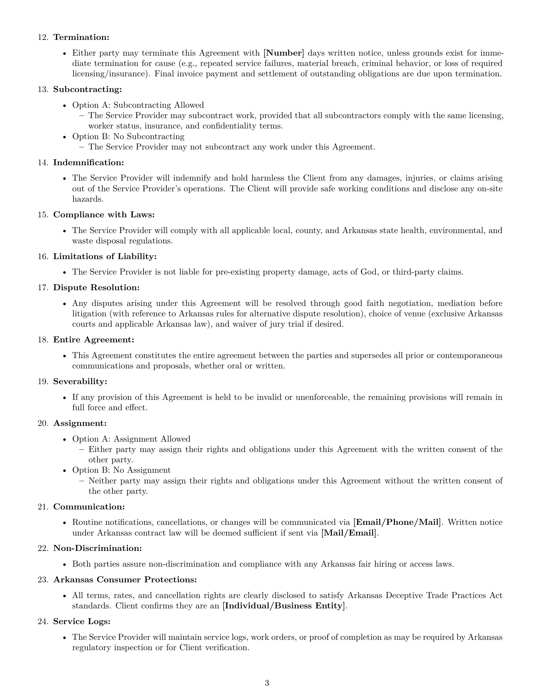Preview page 3 of Free Arkansas cleaning service contract template