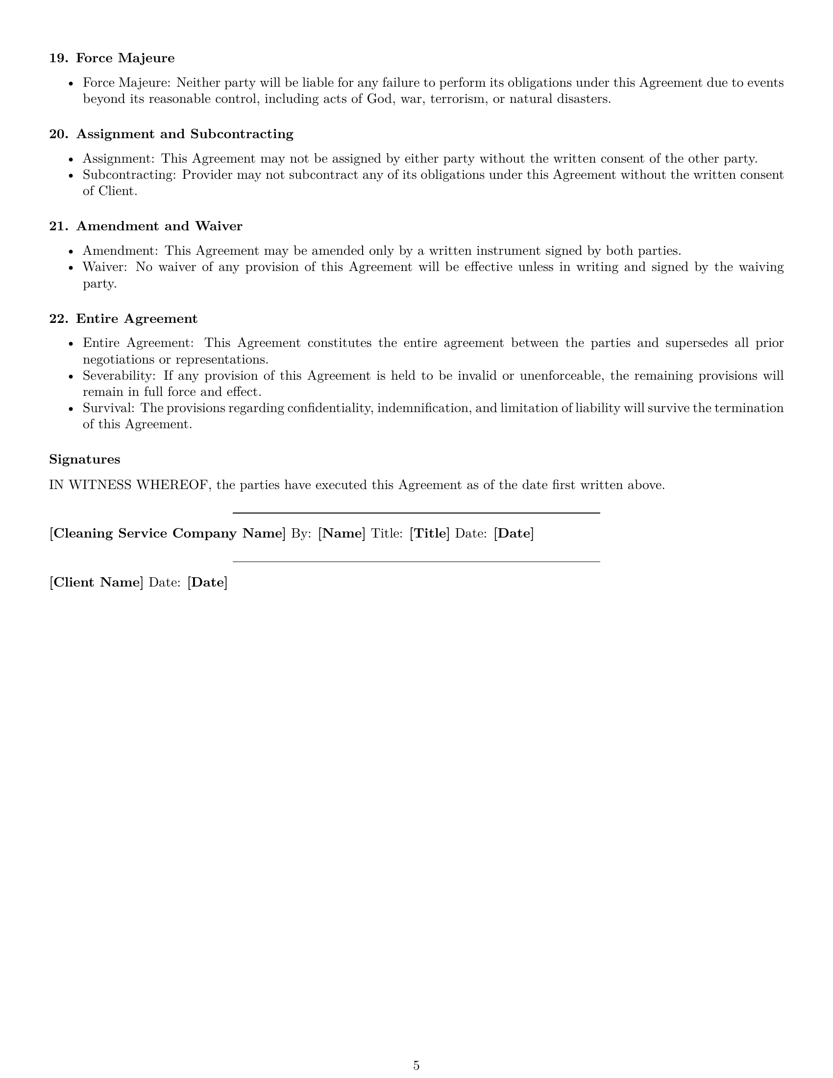 Preview page 5 of Free Texas cleaning service contract template