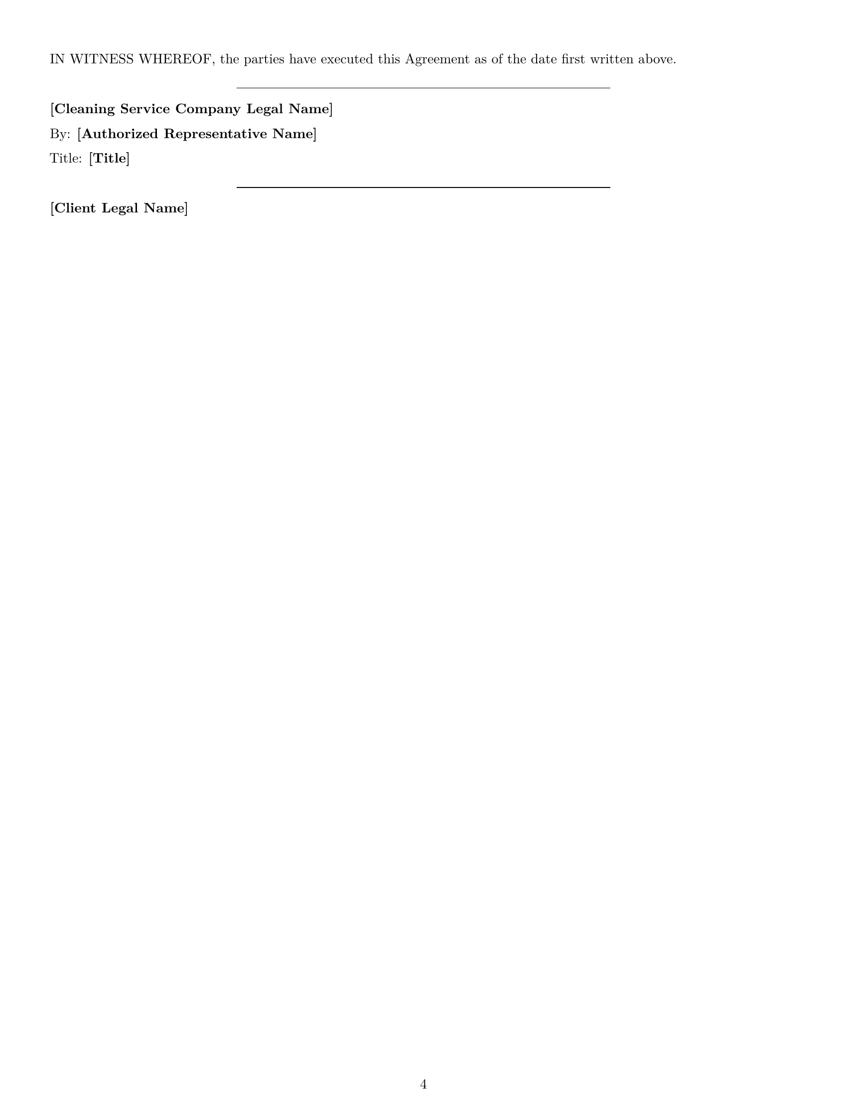 Preview page 4 of Free Washington cleaning service contract template