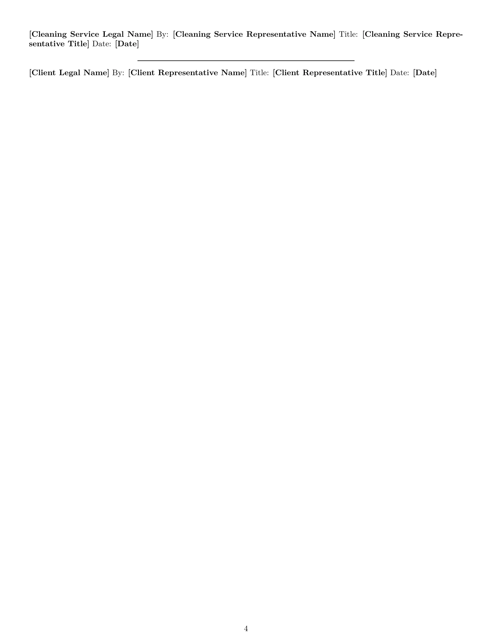 Preview page 4 of Free Wisconsin cleaning service contract template