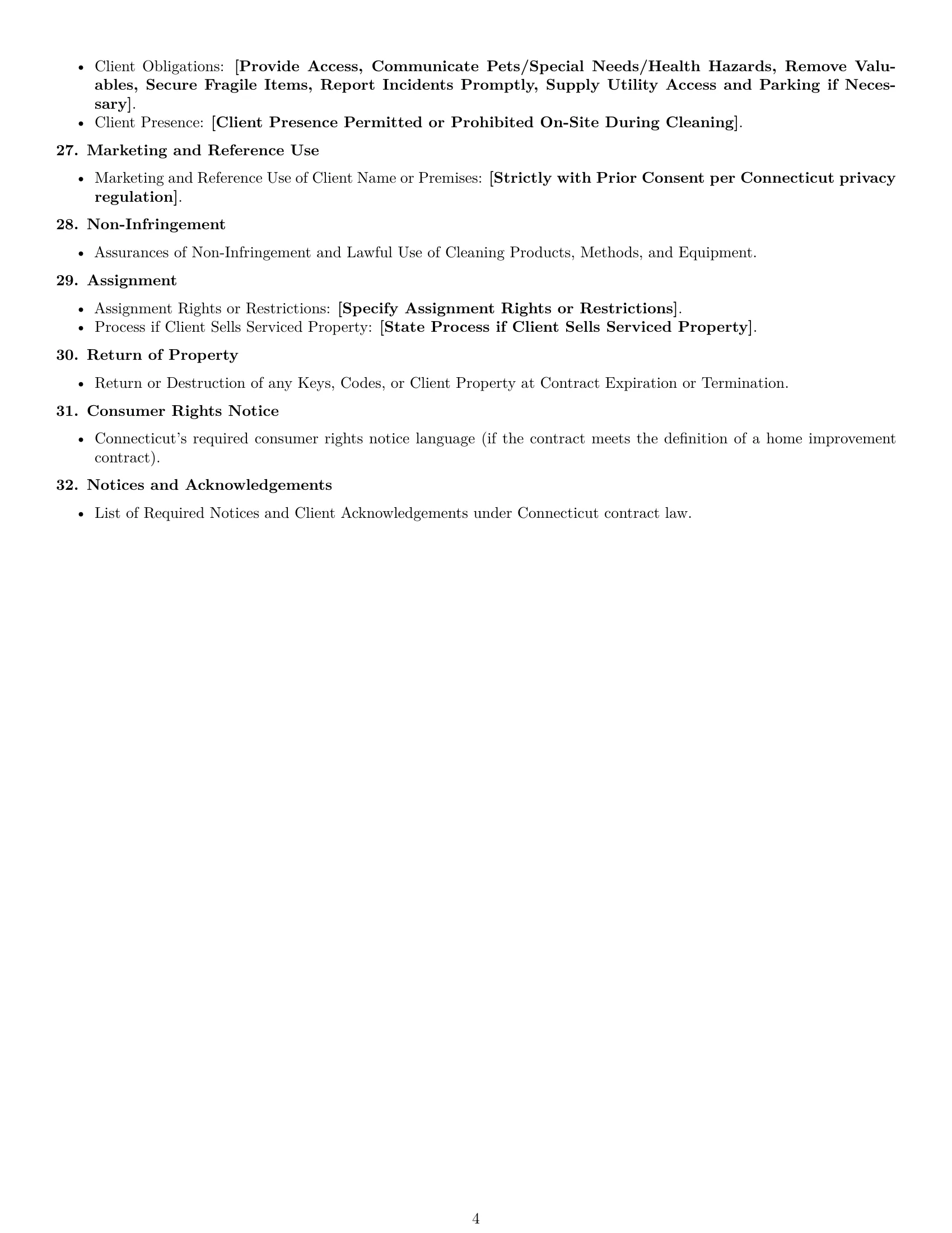 Preview page 4 of Free Connecticut cleaning service contract template