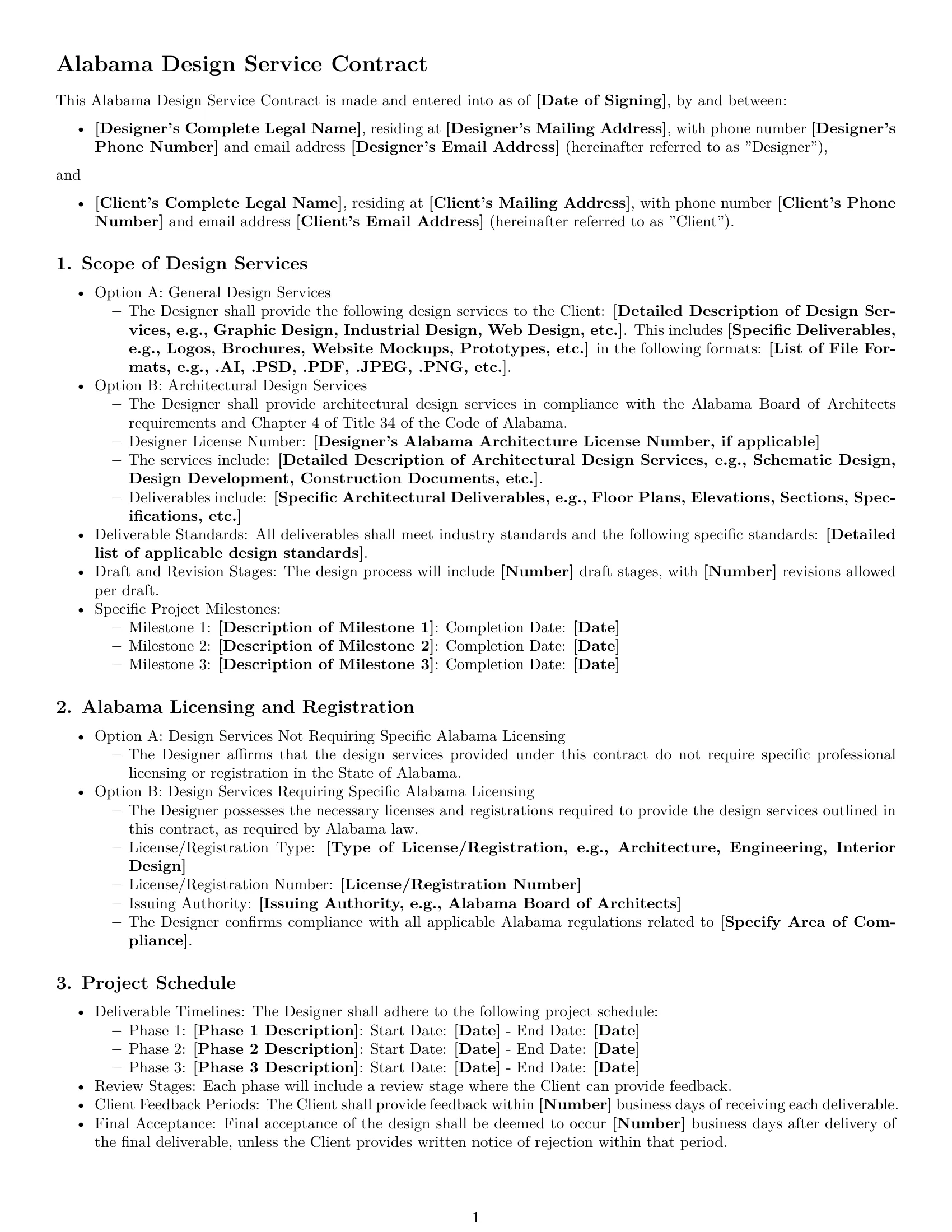 Preview page 1 of Free Alabama design service contract template