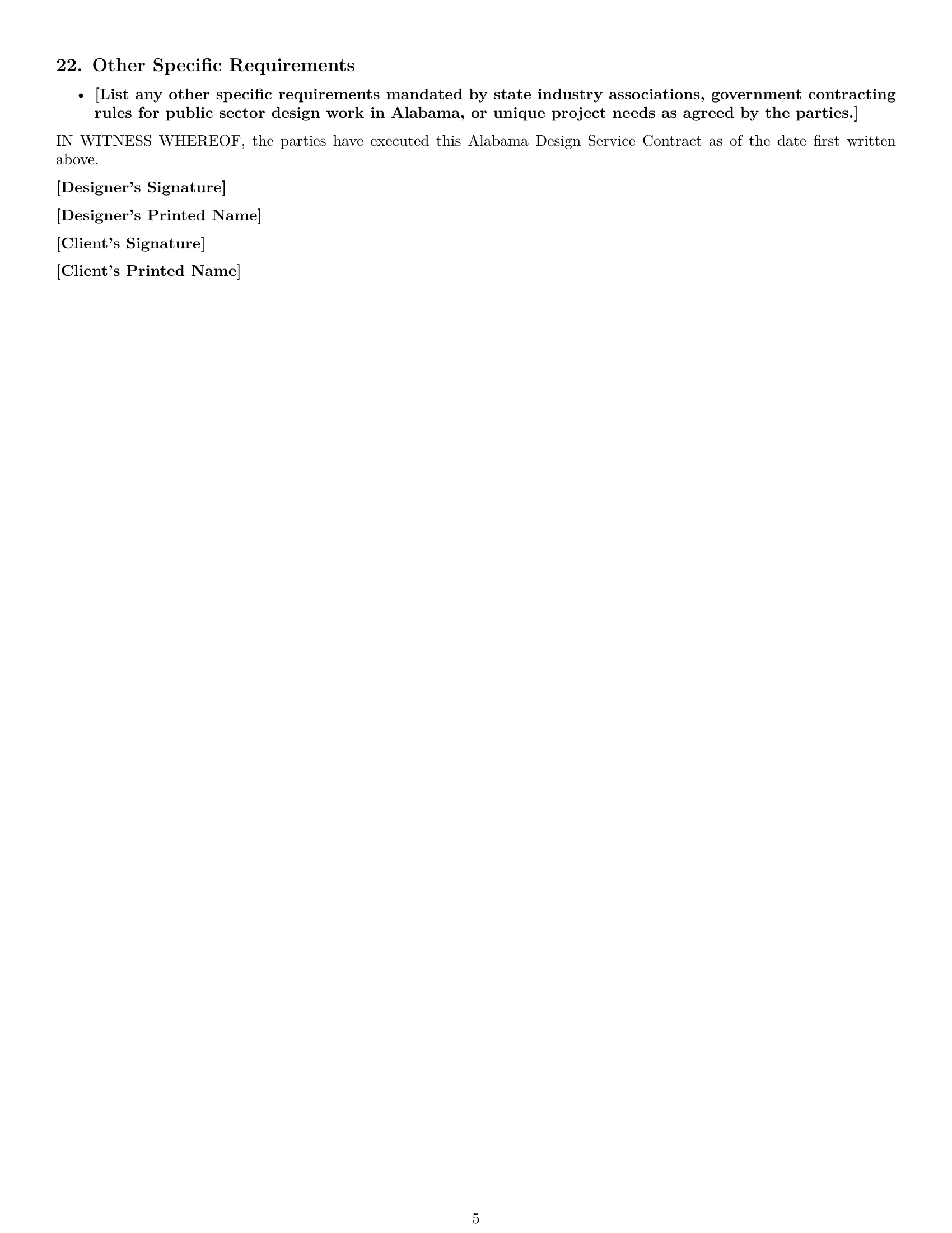 Preview page 5 of Free Alabama design service contract template