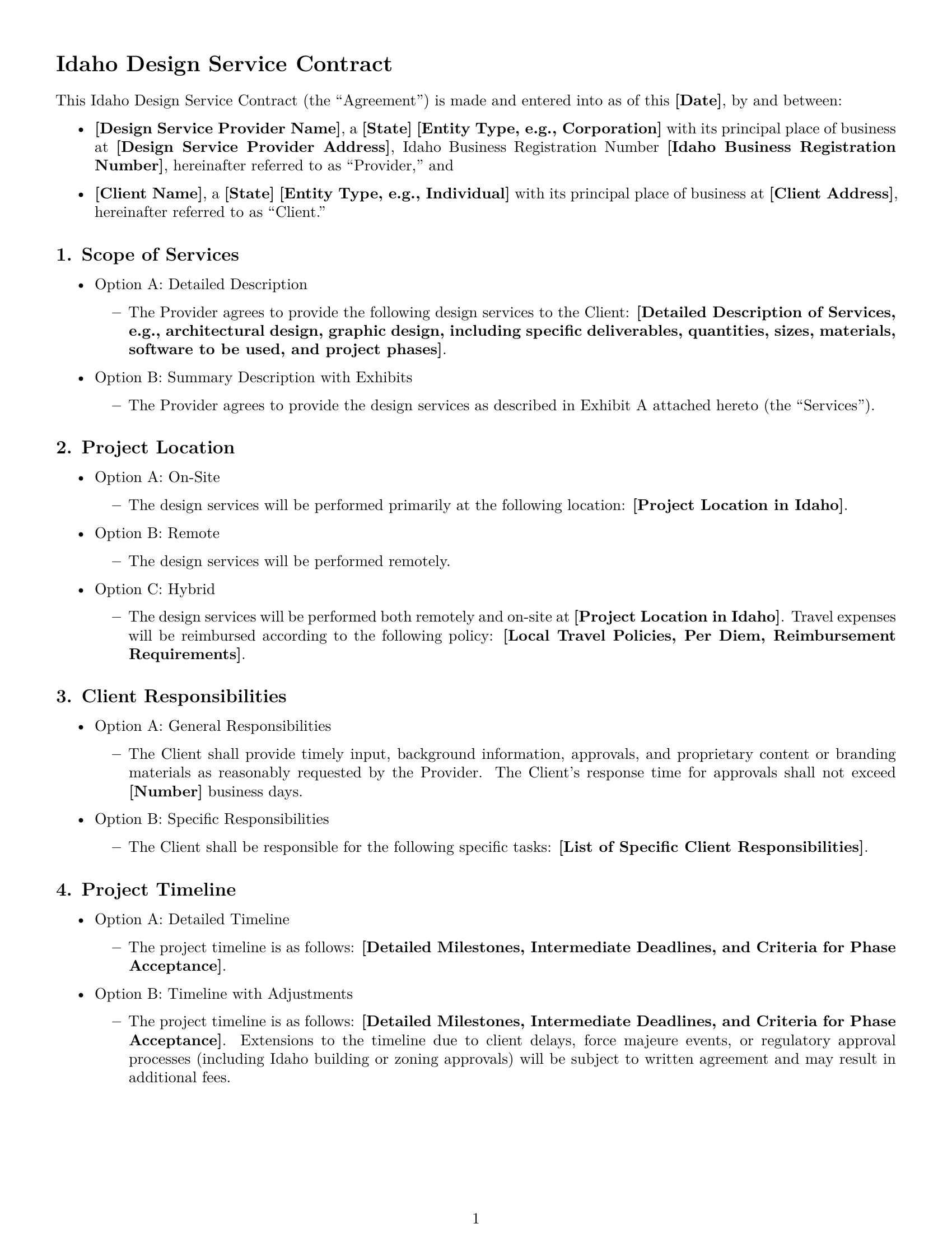 Preview page 1 of Free Idaho design service contract template