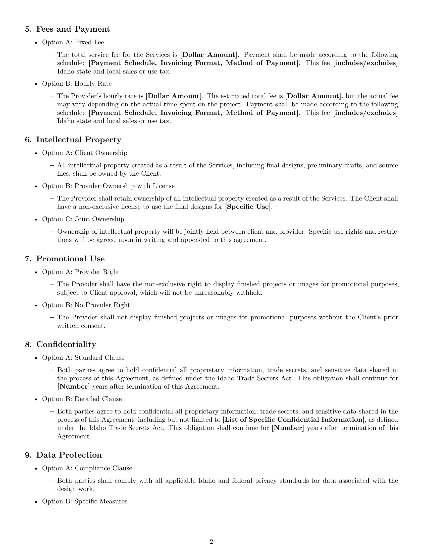 Preview page 2 of Free Idaho design service contract template