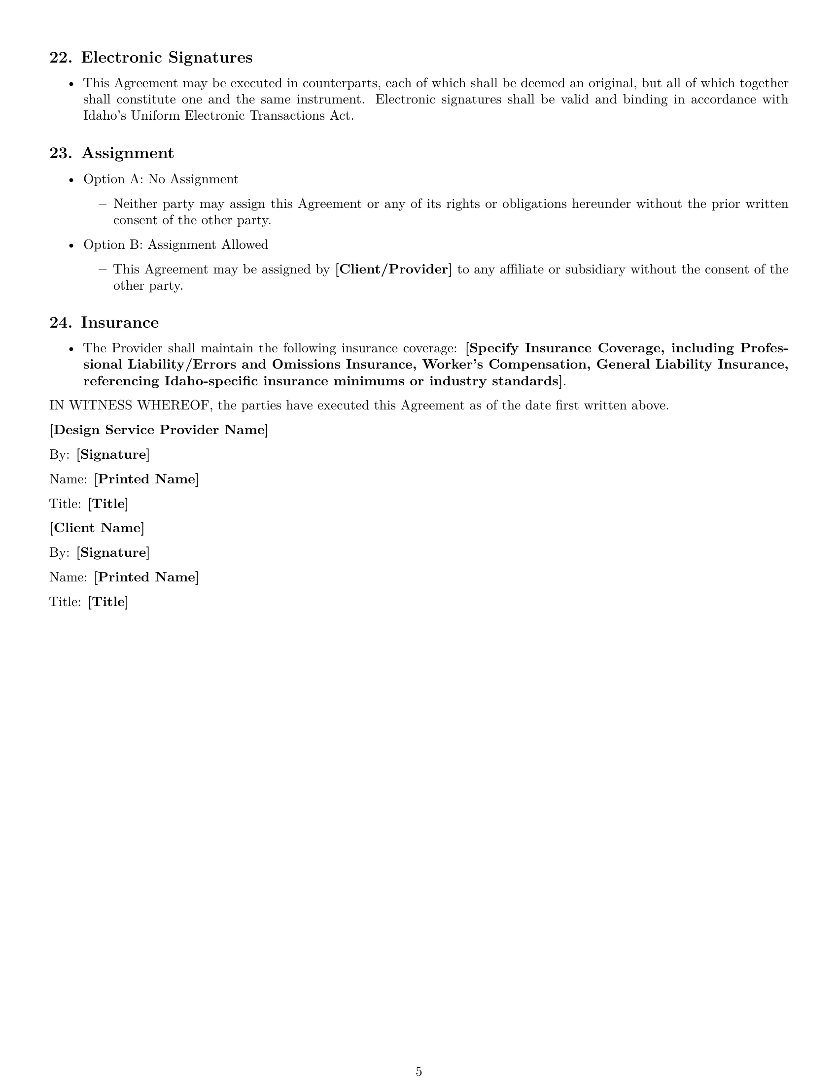 Preview page 5 of Free Idaho design service contract template