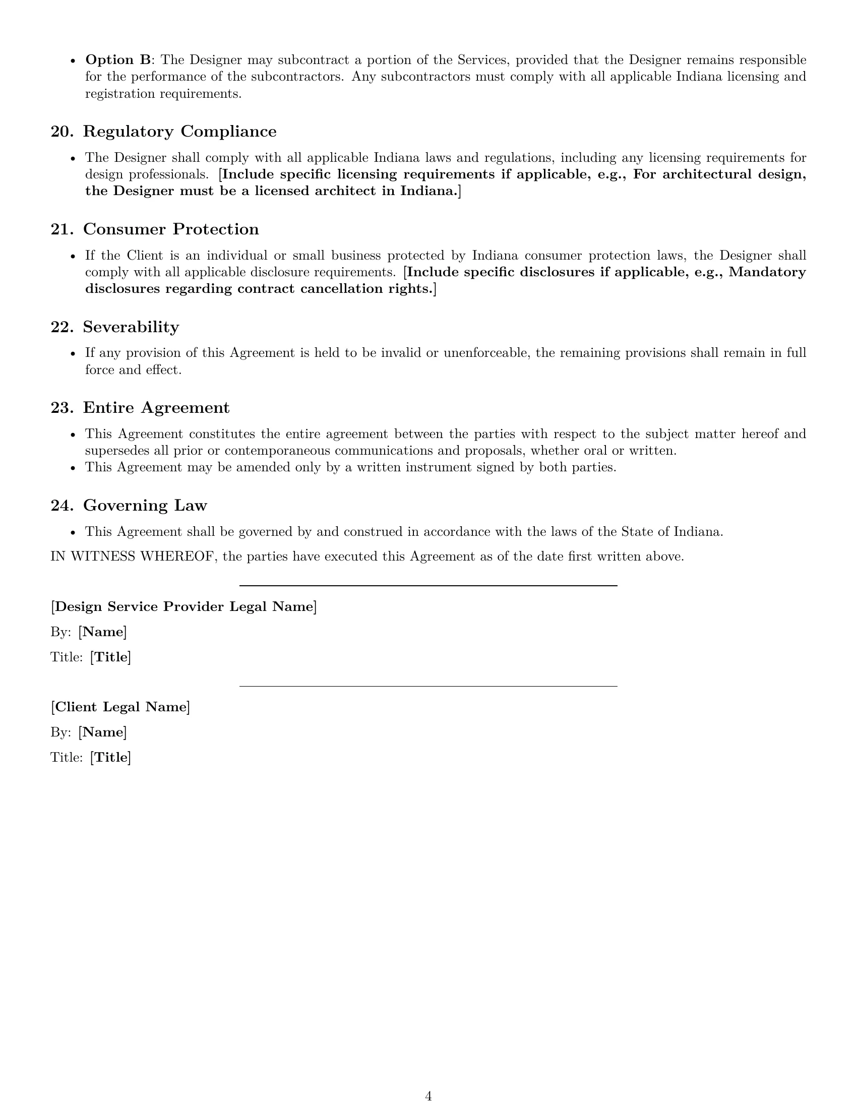 Preview page 4 of Free Indiana design service contract template