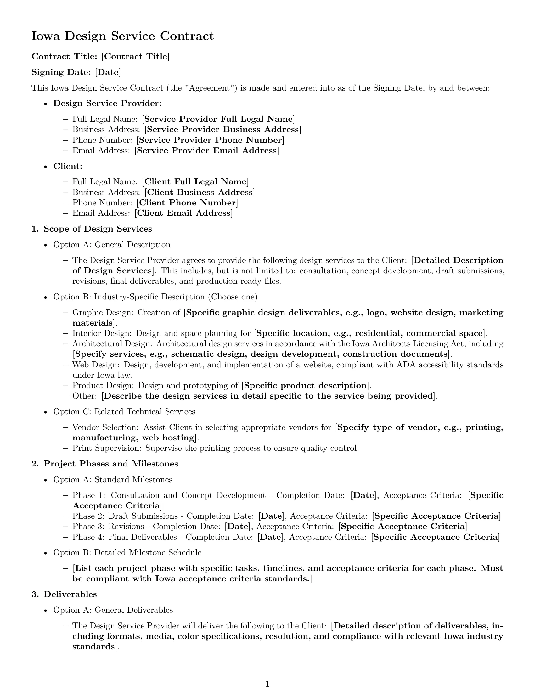Preview page 1 of Free Iowa design service contract template