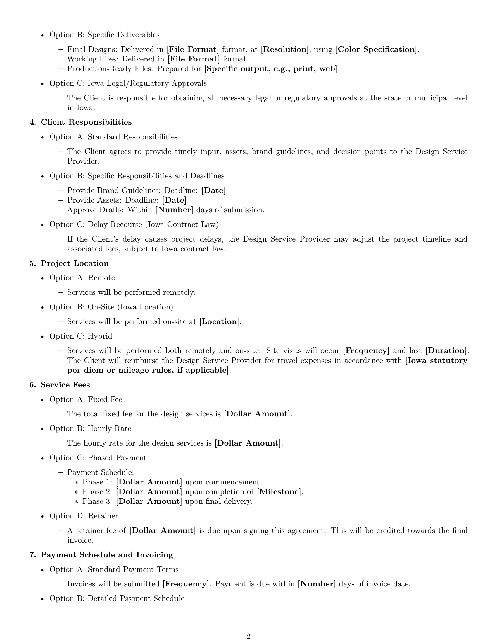 Preview page 2 of Free Iowa design service contract template