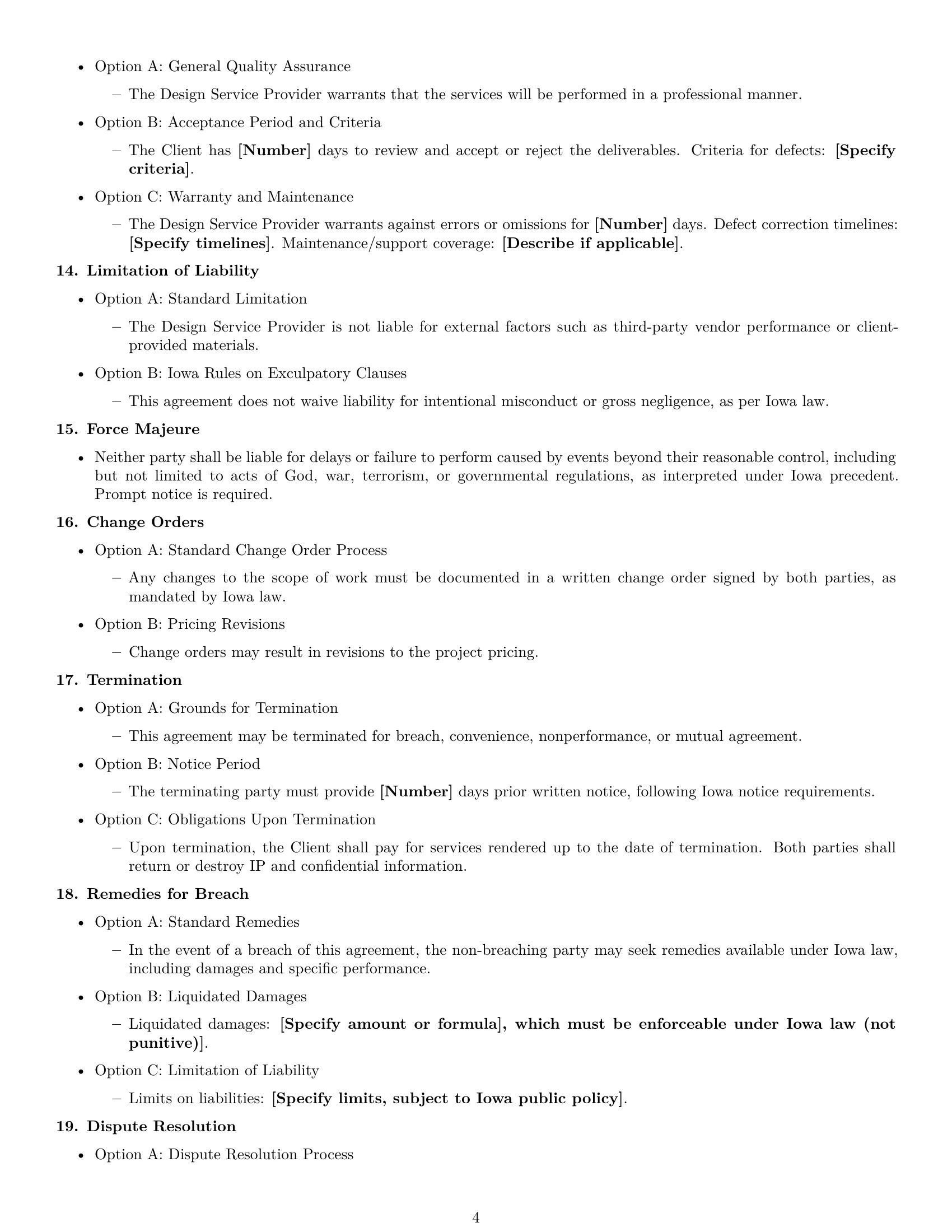 Preview page 4 of Free Iowa design service contract template