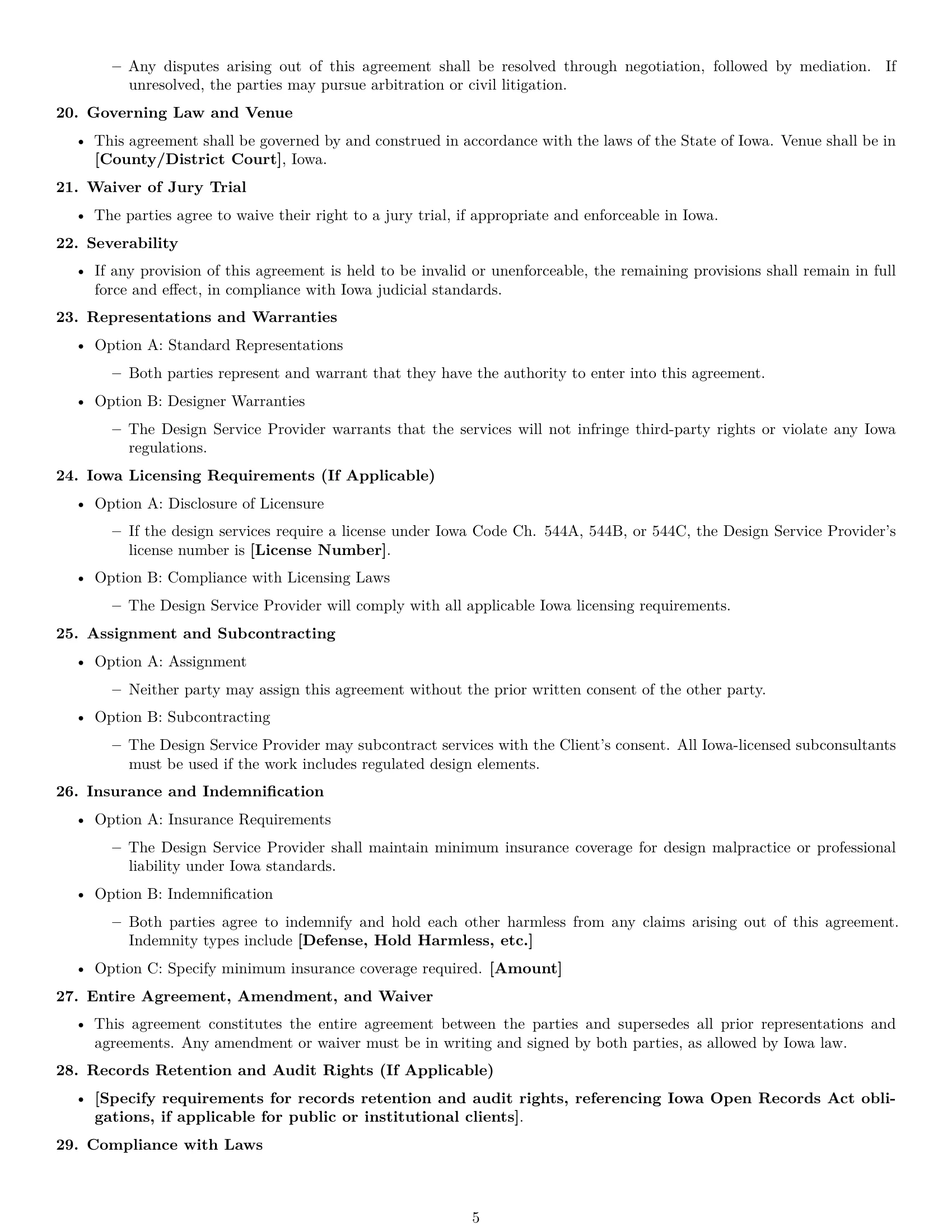 Preview page 5 of Free Iowa design service contract template