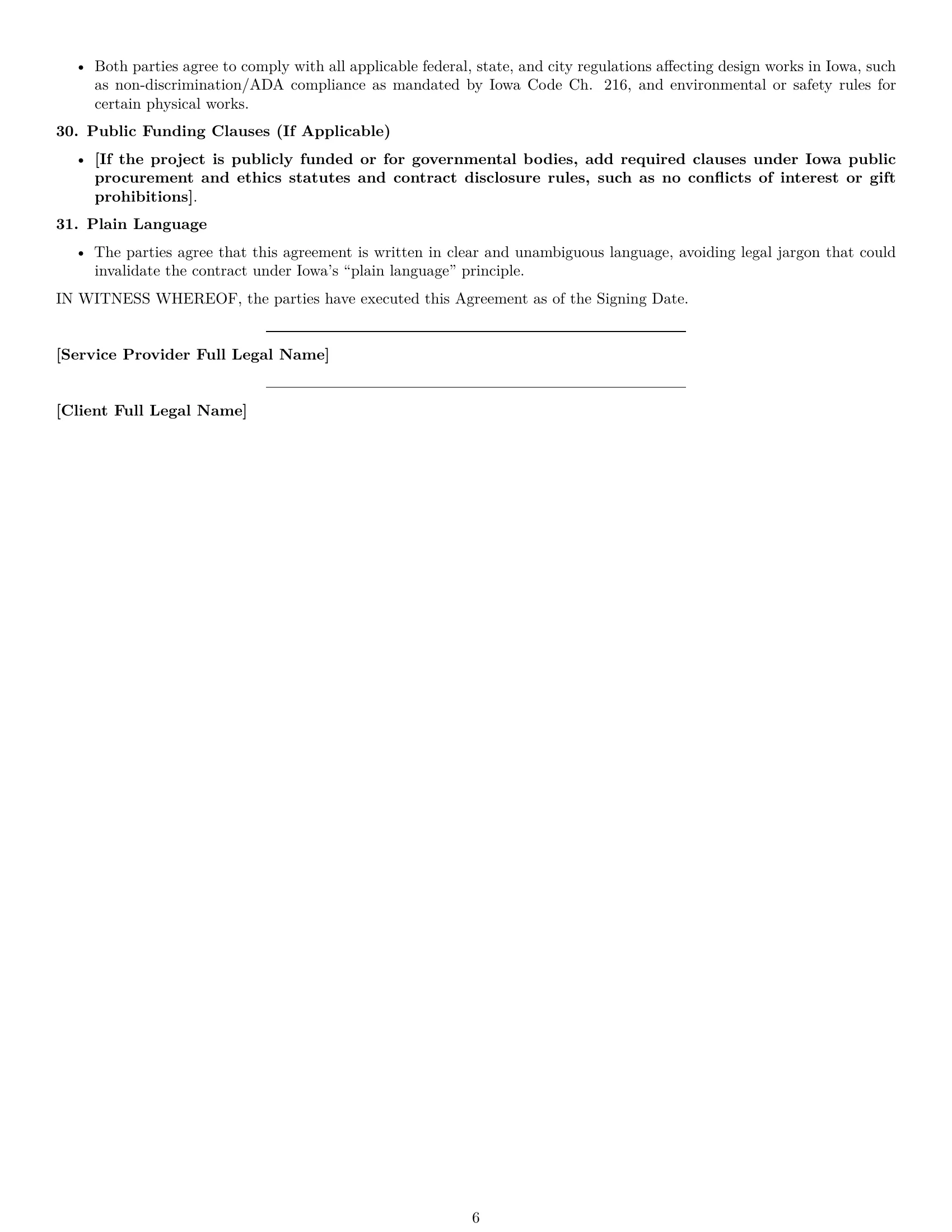 Preview page 6 of Free Iowa design service contract template