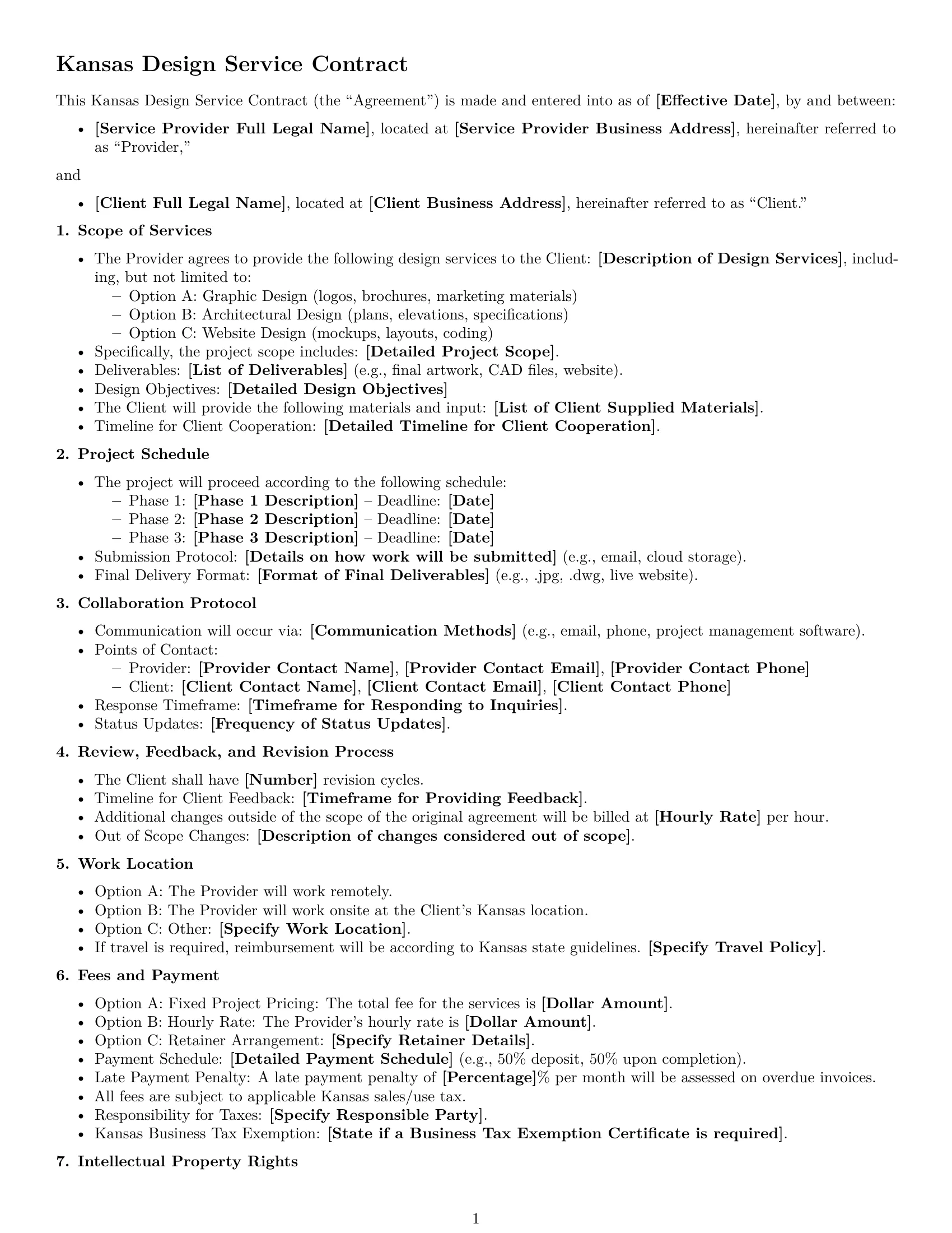 Preview page 1 of Free Kansas design service contract template
