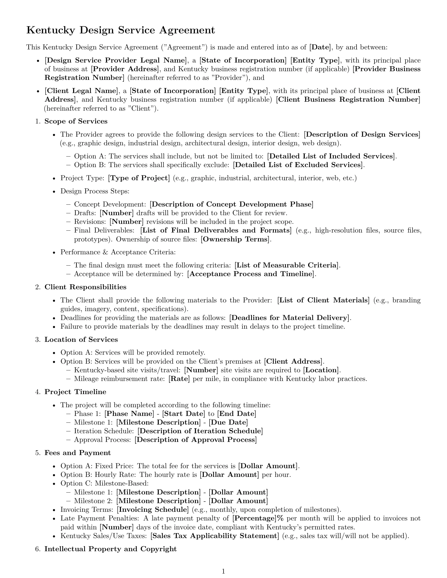 Preview page 1 of Free Kentucky design service contract template