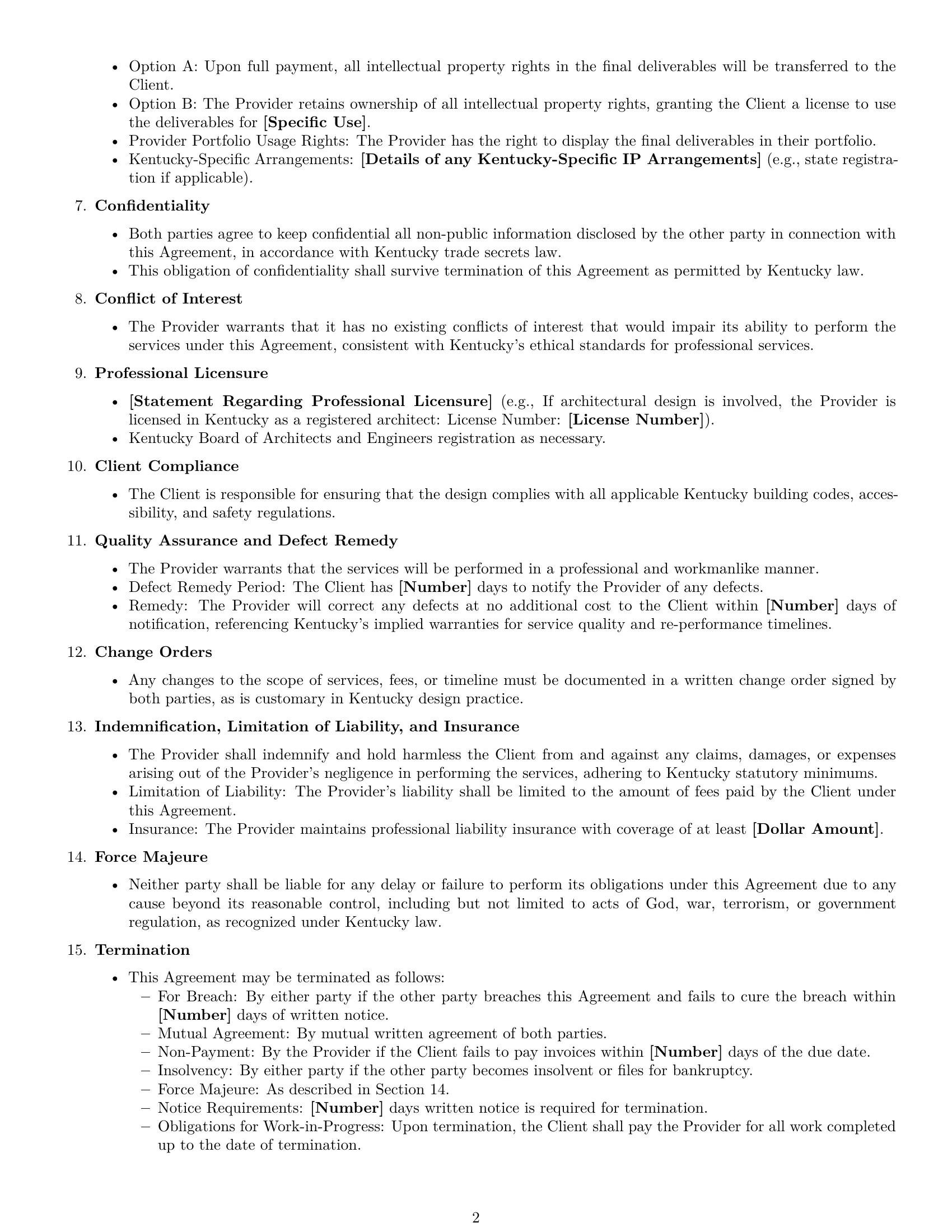 Preview page 2 of Free Kentucky design service contract template