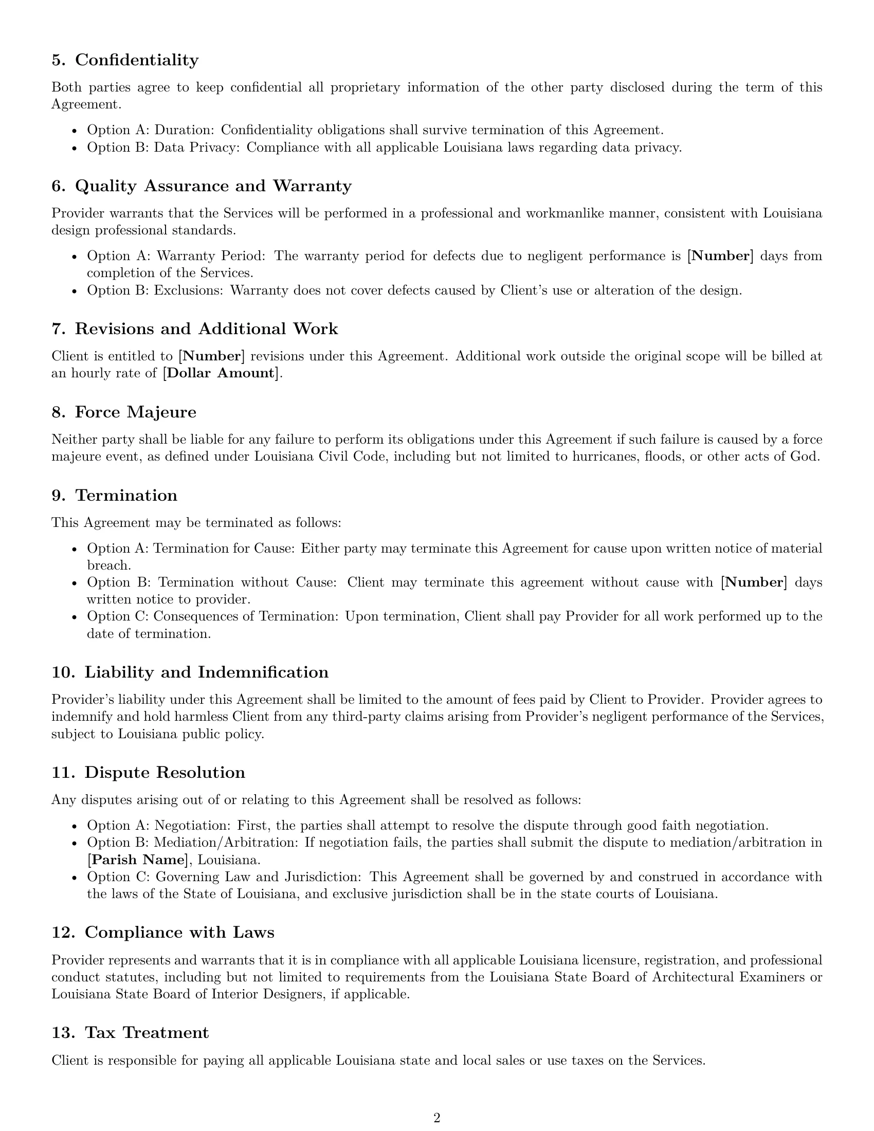 Preview page 2 of Free Louisiana design service contract template