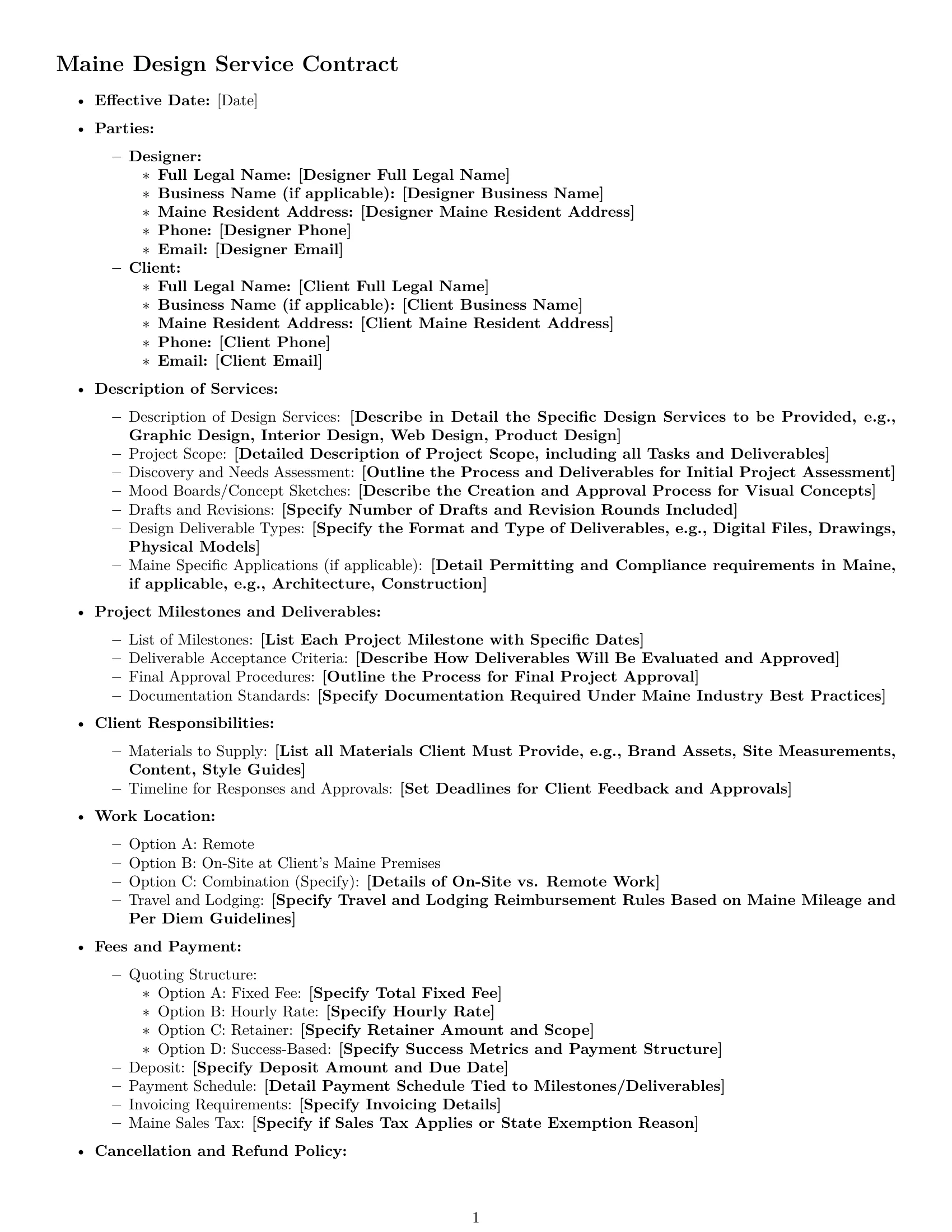 Preview page 1 of Free Maine design service contract template