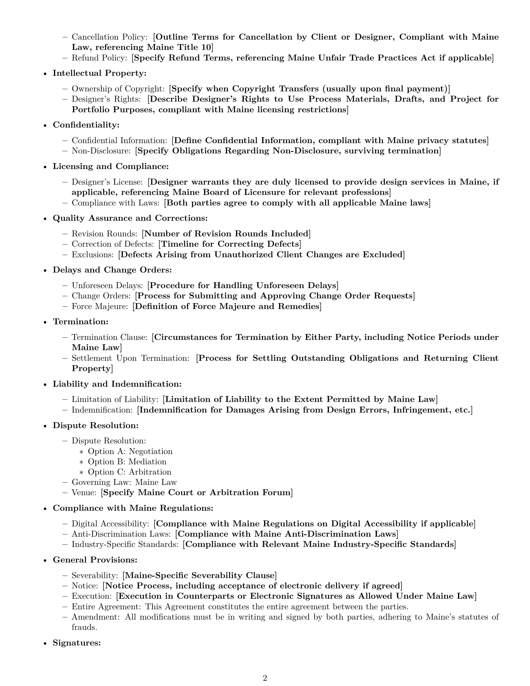 Preview page 2 of Free Maine design service contract template