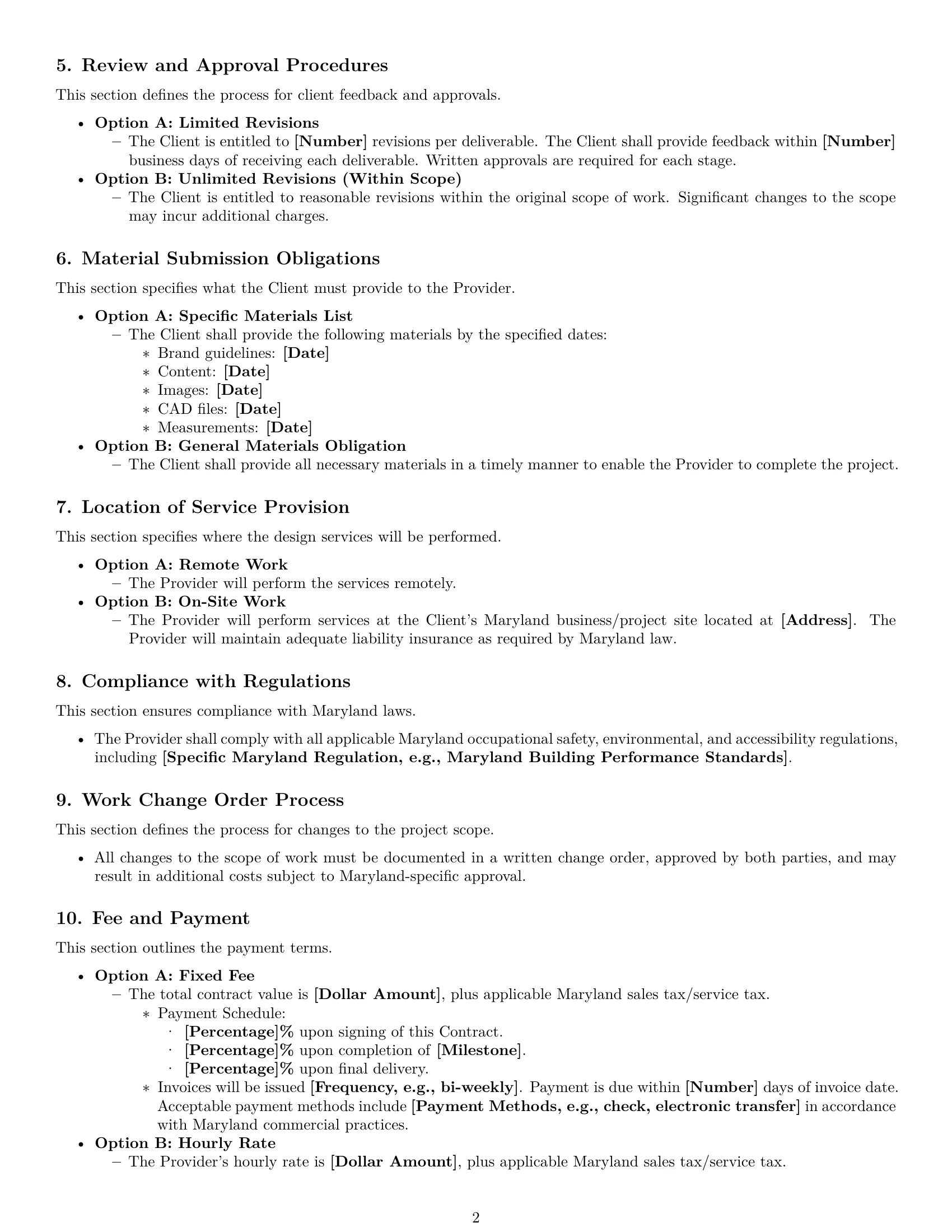 Preview page 2 of Free Maryland design service contract template
