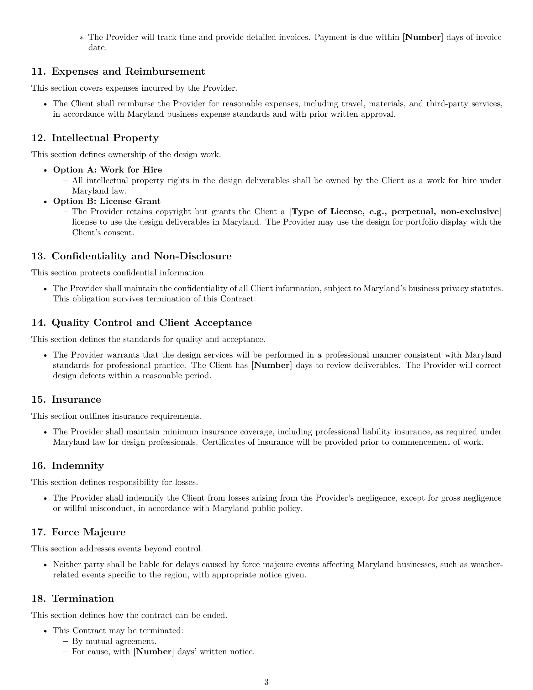 Preview page 3 of Free Maryland design service contract template