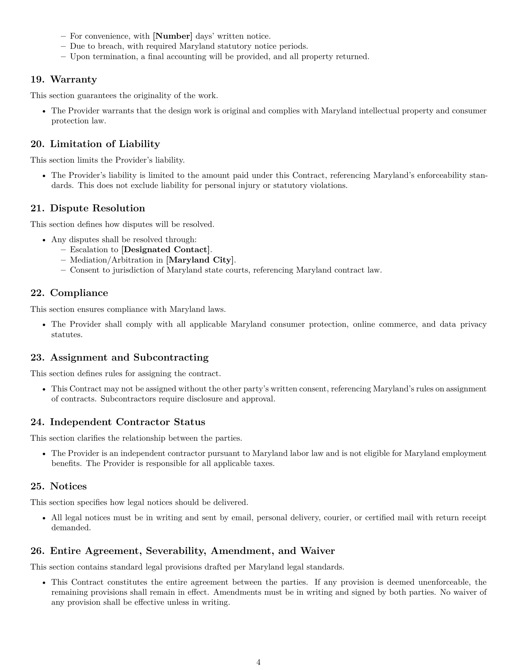 Preview page 4 of Free Maryland design service contract template