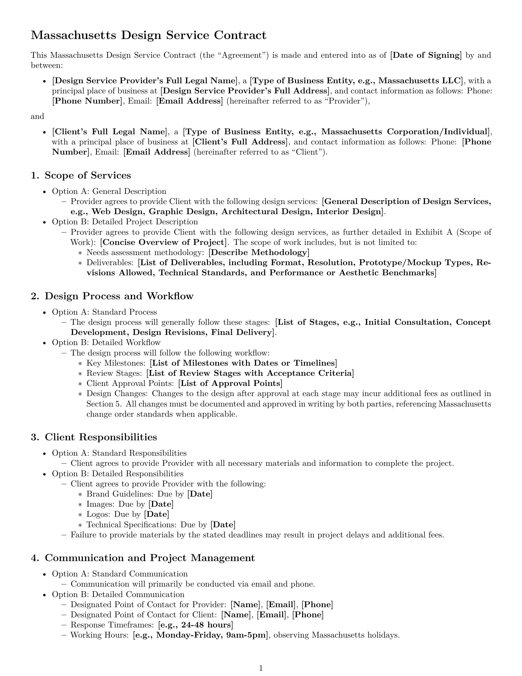 Preview page 1 of Free Massachusetts design service contract template