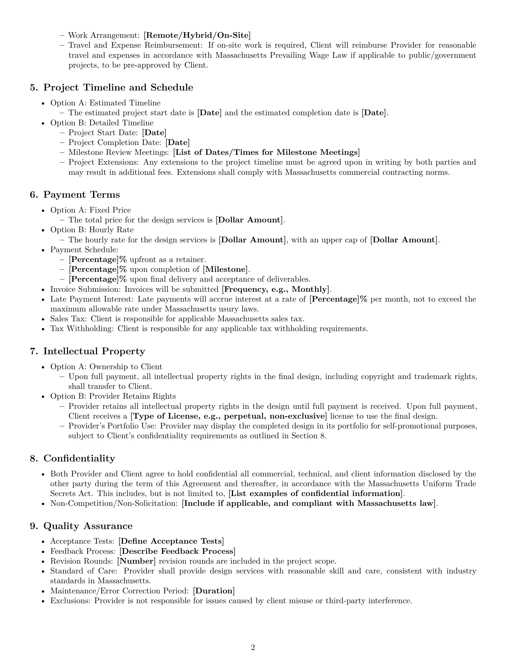 Preview page 2 of Free Massachusetts design service contract template