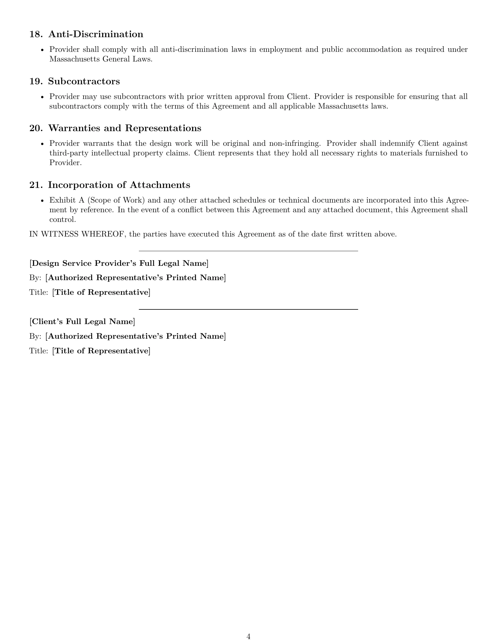 Preview page 4 of Free Massachusetts design service contract template