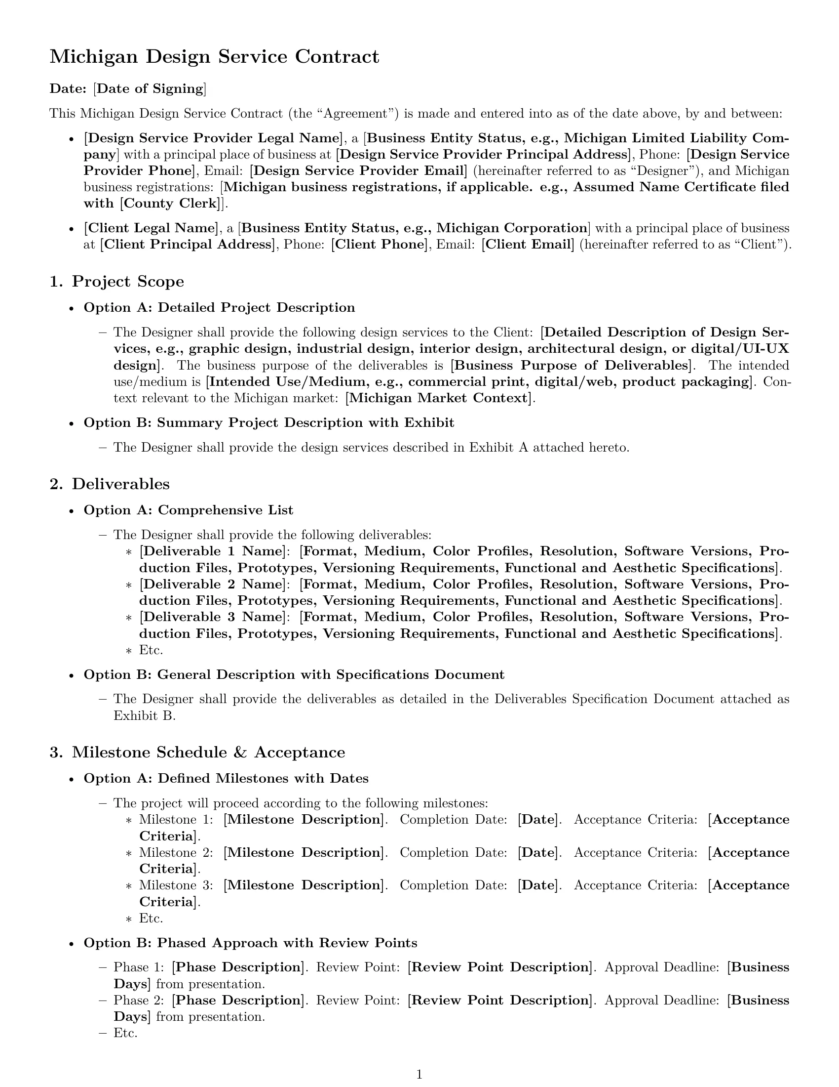 Preview page 1 of Free Michigan design service contract template
