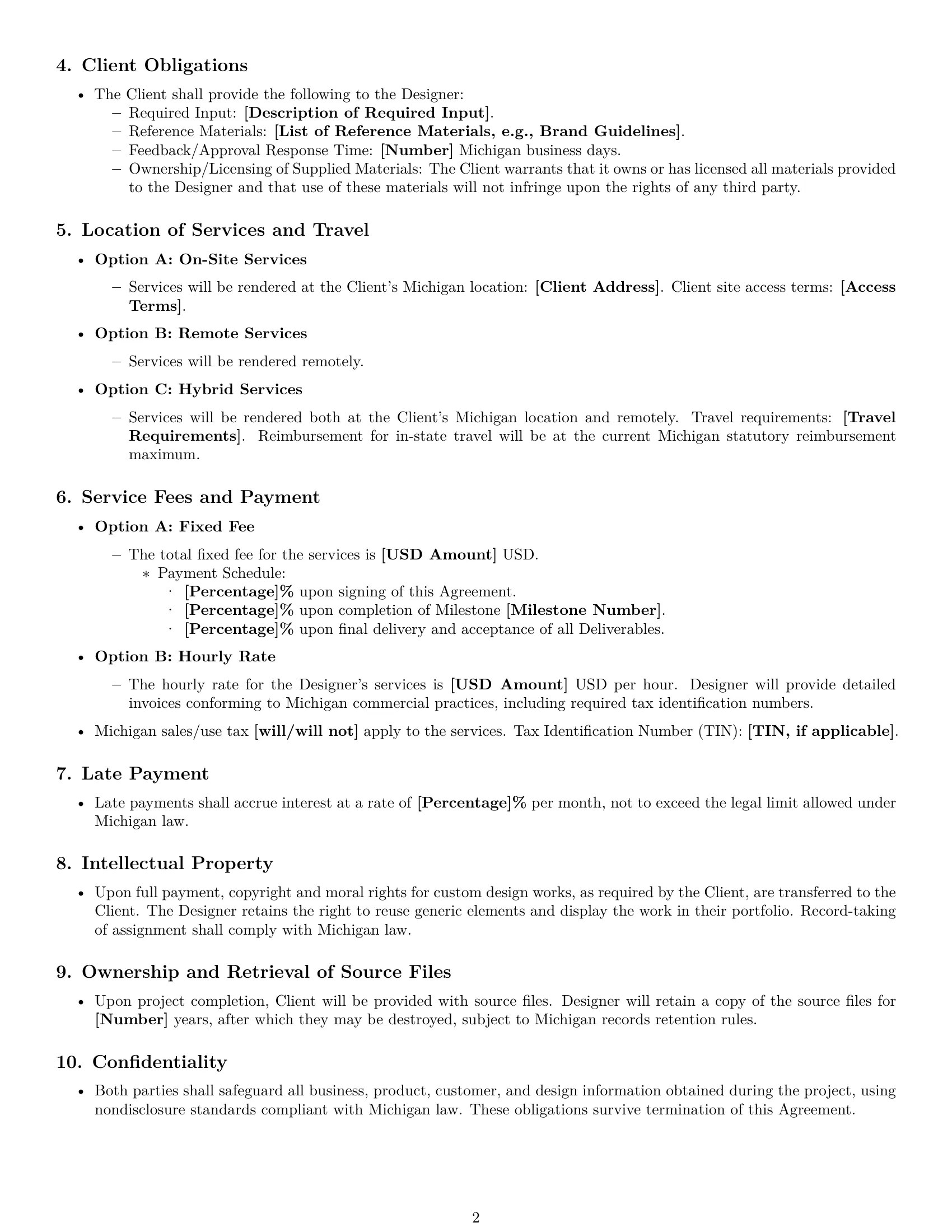 Preview page 2 of Free Michigan design service contract template