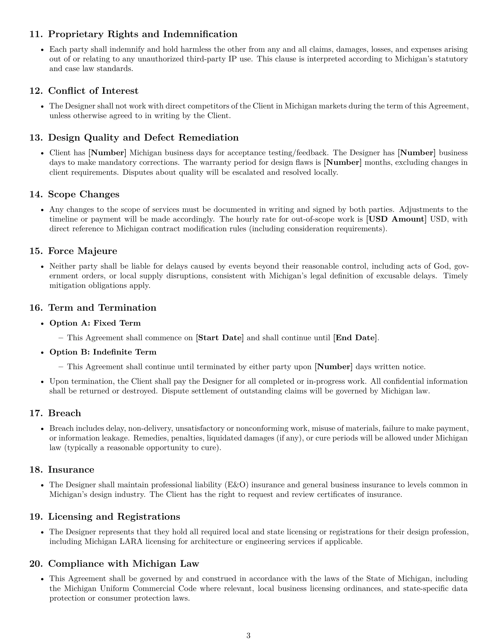 Preview page 3 of Free Michigan design service contract template