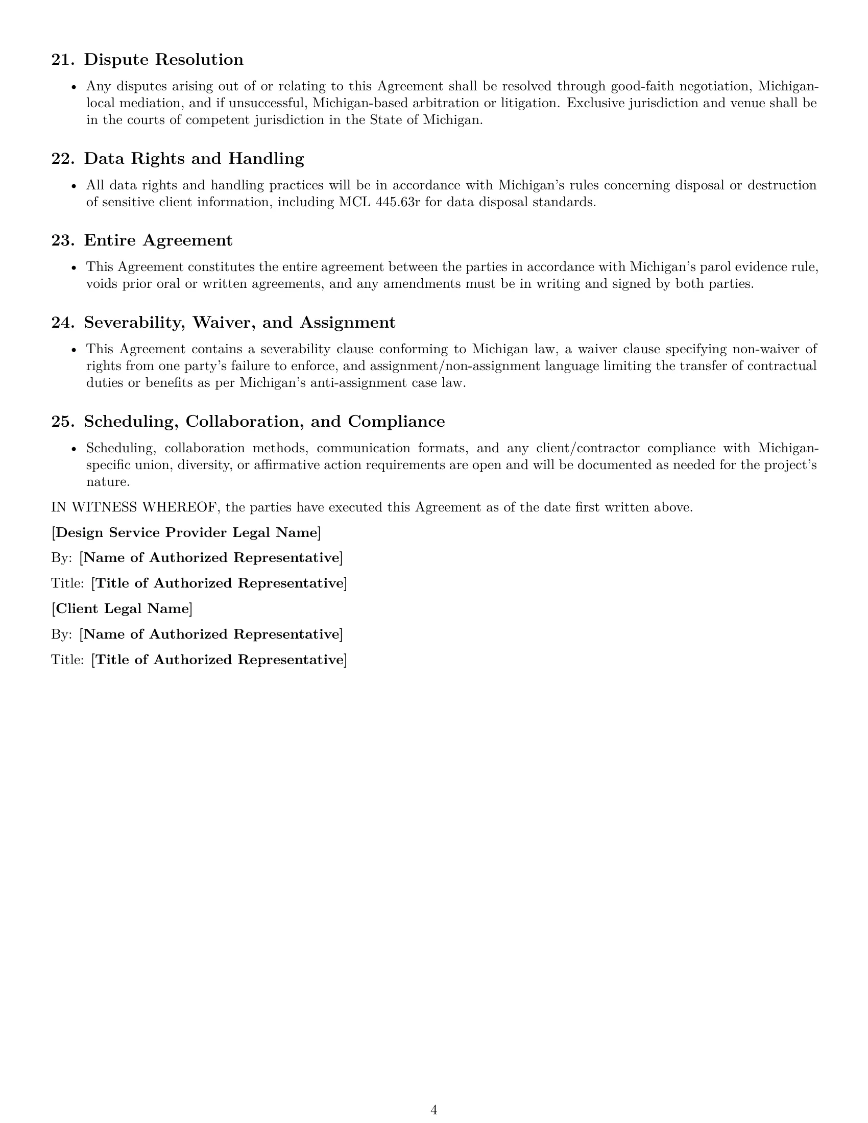 Preview page 4 of Free Michigan design service contract template