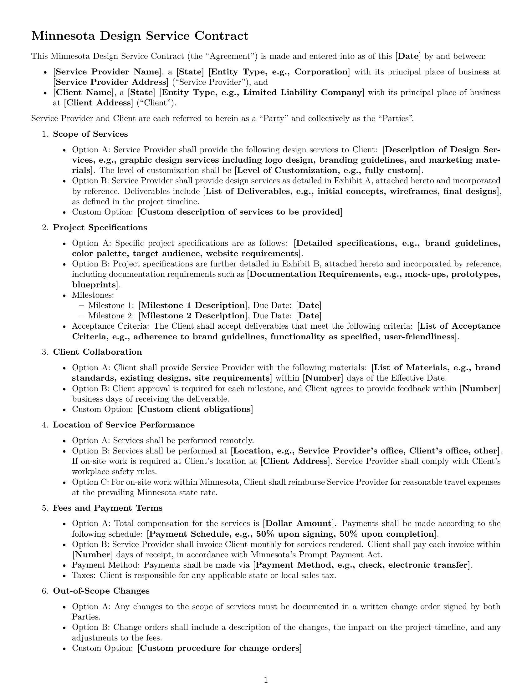 Preview page 1 of Free Minnesota design service contract template