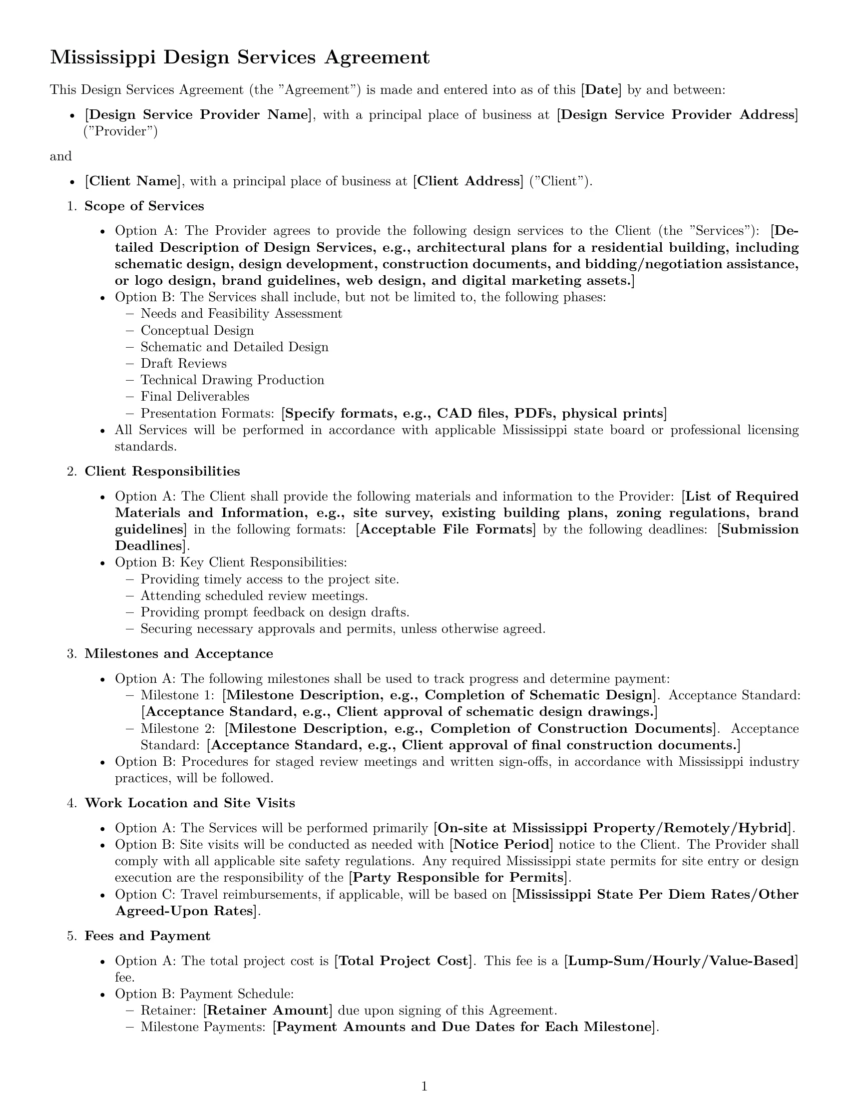 Preview page 1 of Free Mississippi design service contract template