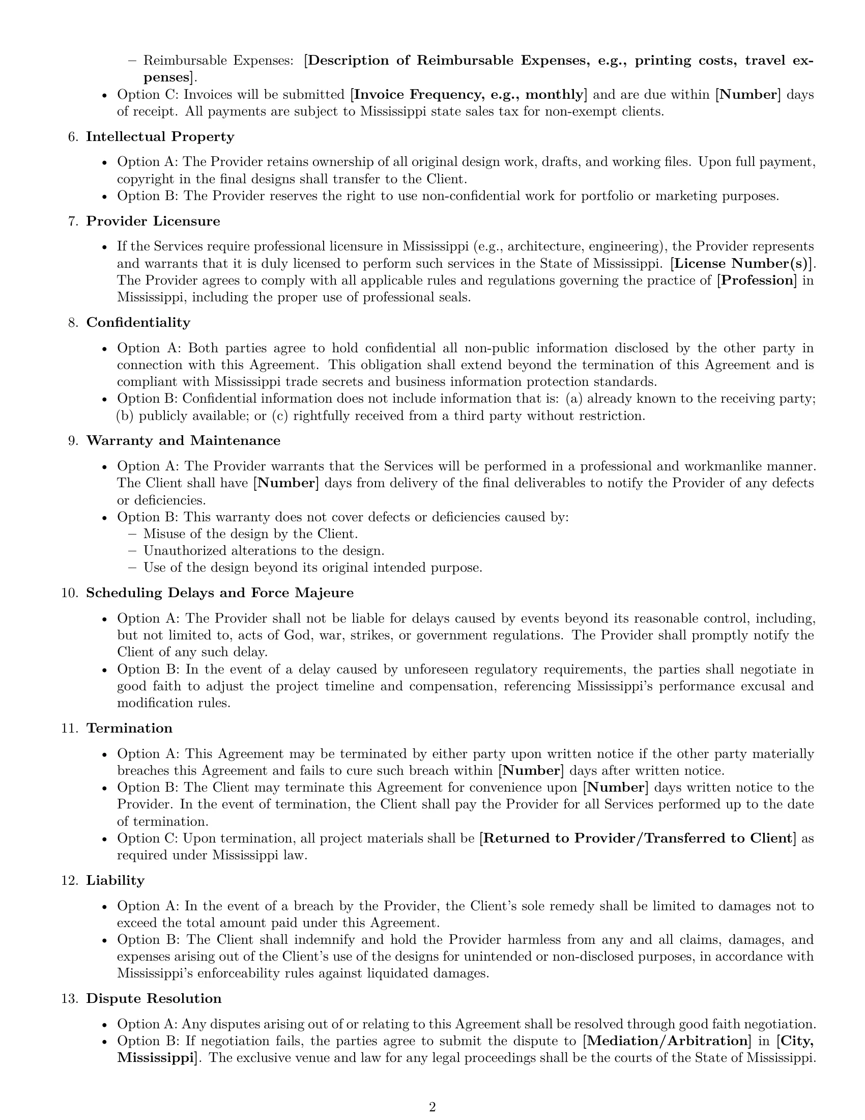 Preview page 2 of Free Mississippi design service contract template