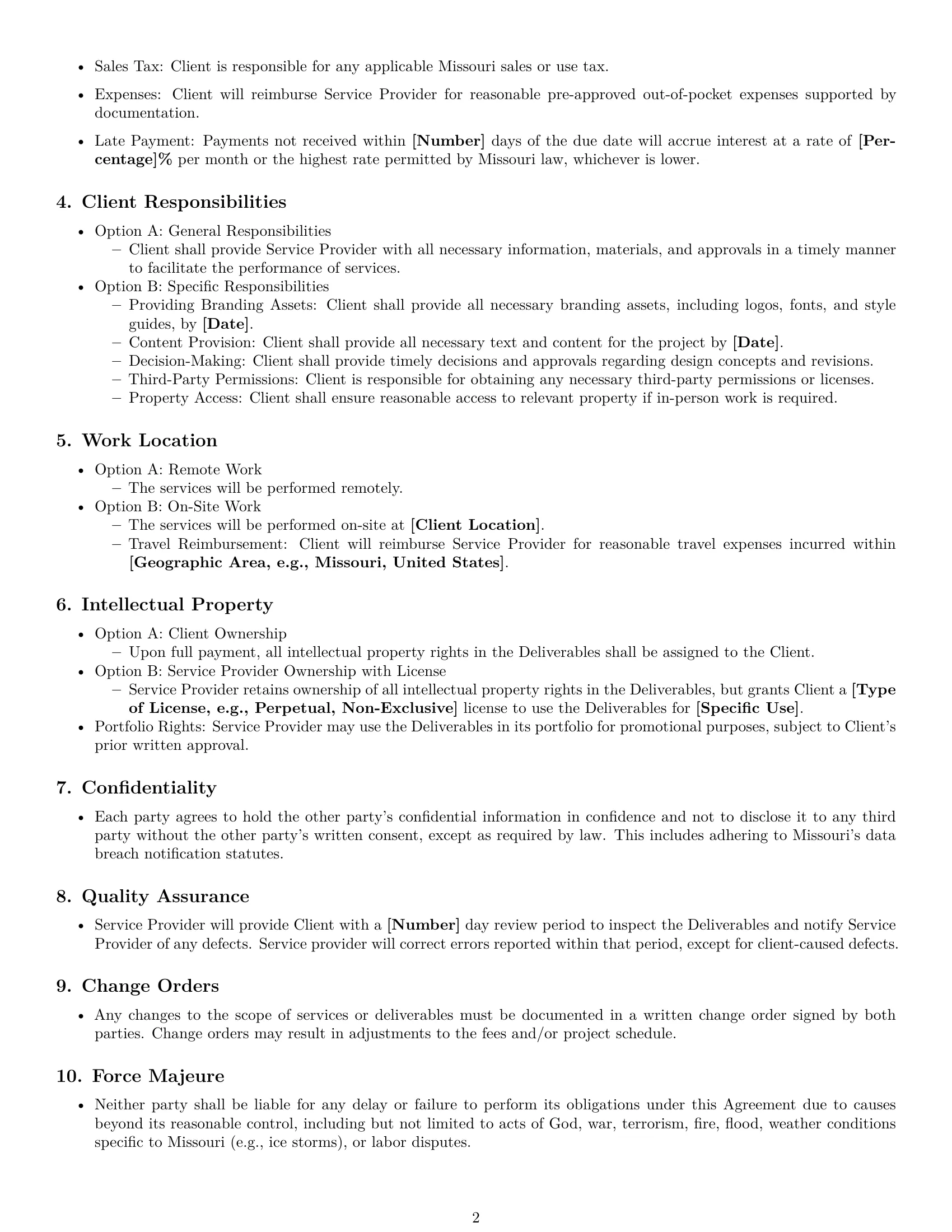Preview page 2 of Free Missouri design service contract template