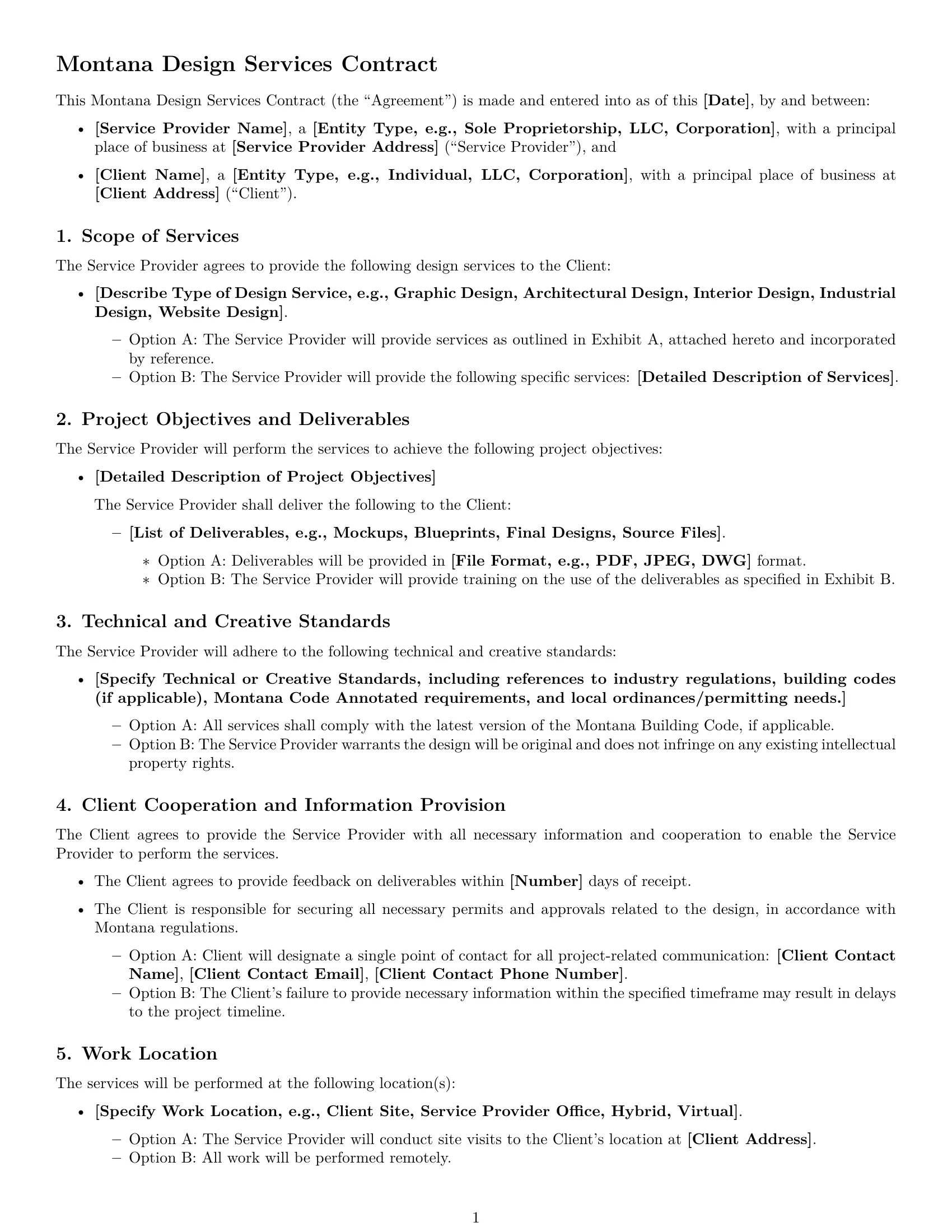 Preview page 1 of Free Montana design service contract template