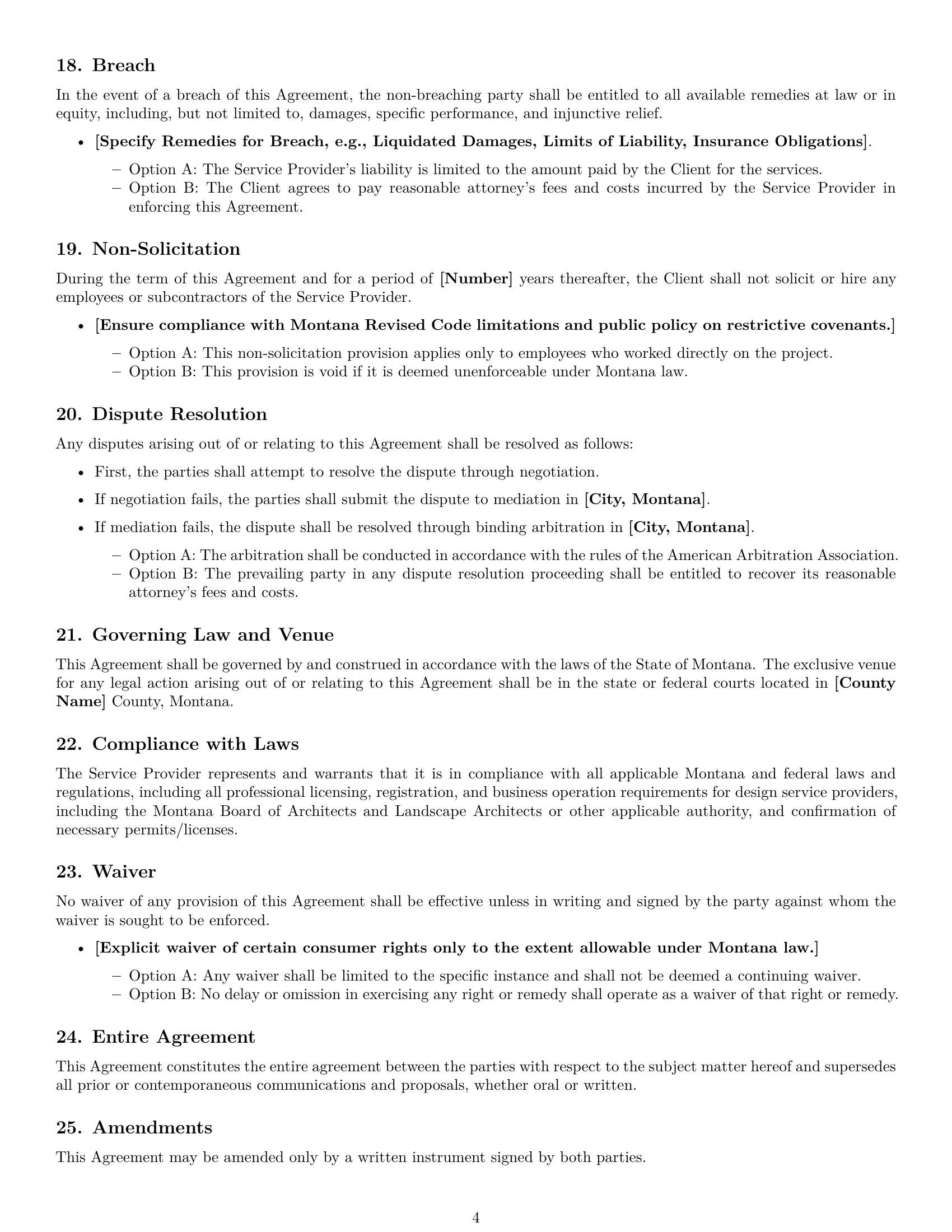 Preview page 4 of Free Montana design service contract template