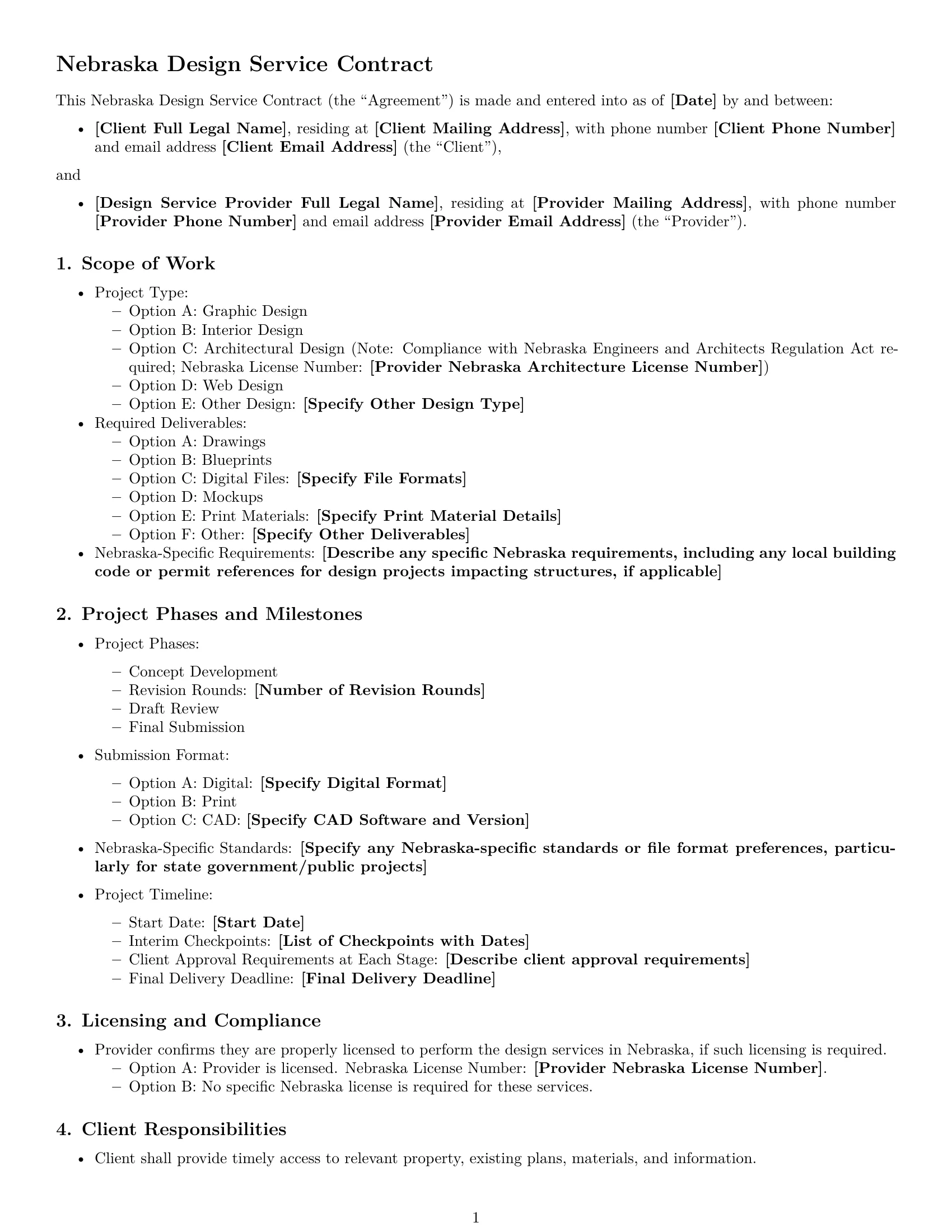 Preview page 1 of Free Nebraska design service contract template