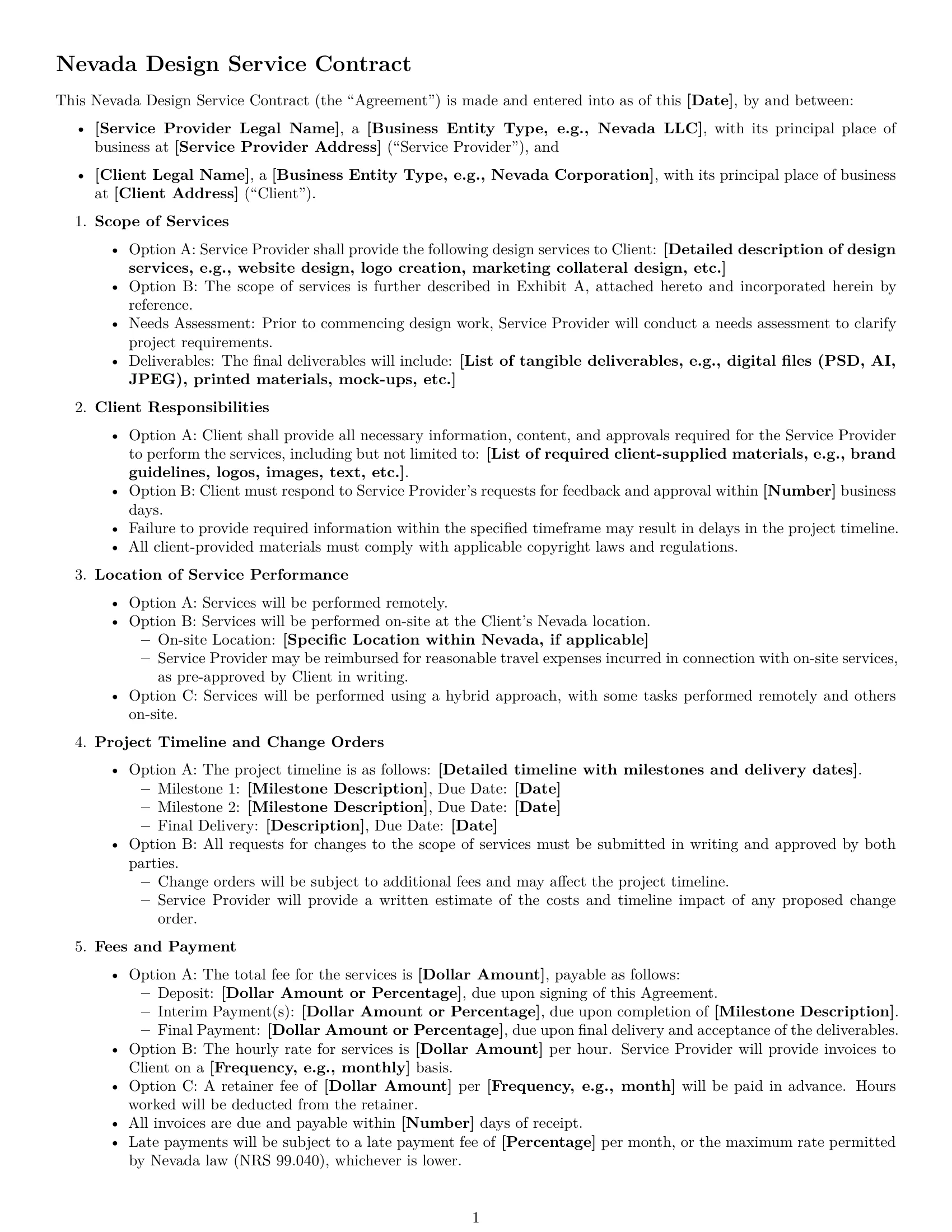Preview page 1 of Free Nevada design service contract template
